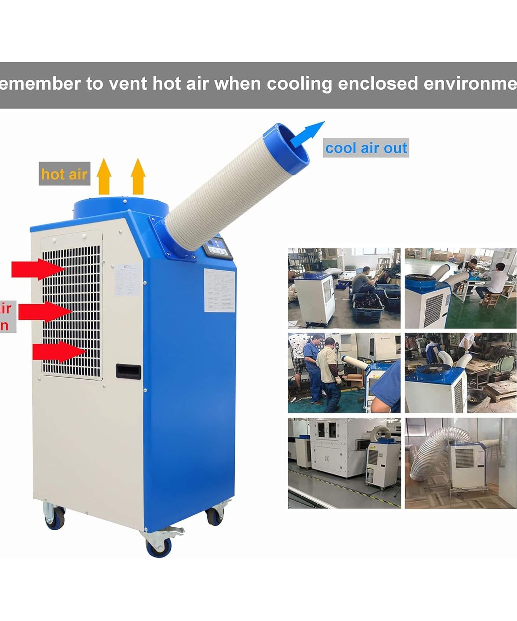 Heavy-Duty 220V Portable 11K BTU Outdoor Industrial Spot Cooler Air Conditioner (SAK59327)