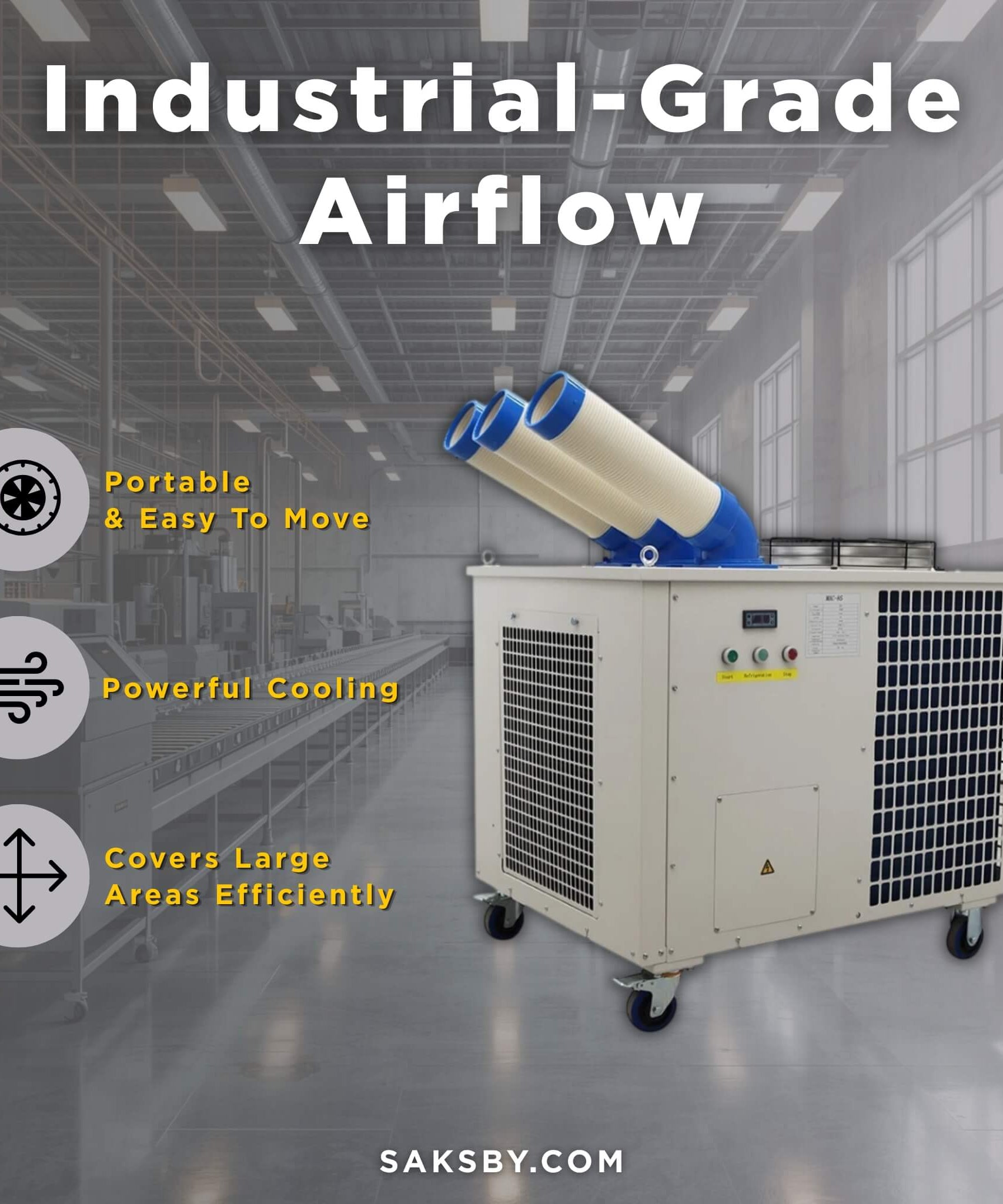 Heavy-Duty 220V Portable 29K BTU Outdoor Industrial Spot Cooler Air Conditioner [No Plug] (SAK18736)