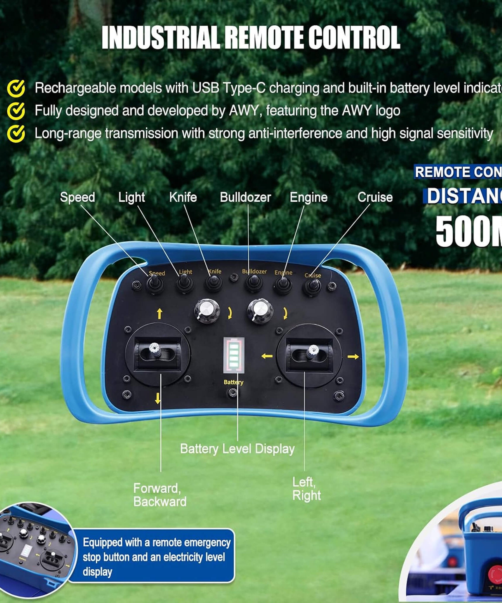 Heavy-Duty 224CC Remote-Controlled Lawn Mower With 21-Inch Deck & Industrial Remote (SAK90831)