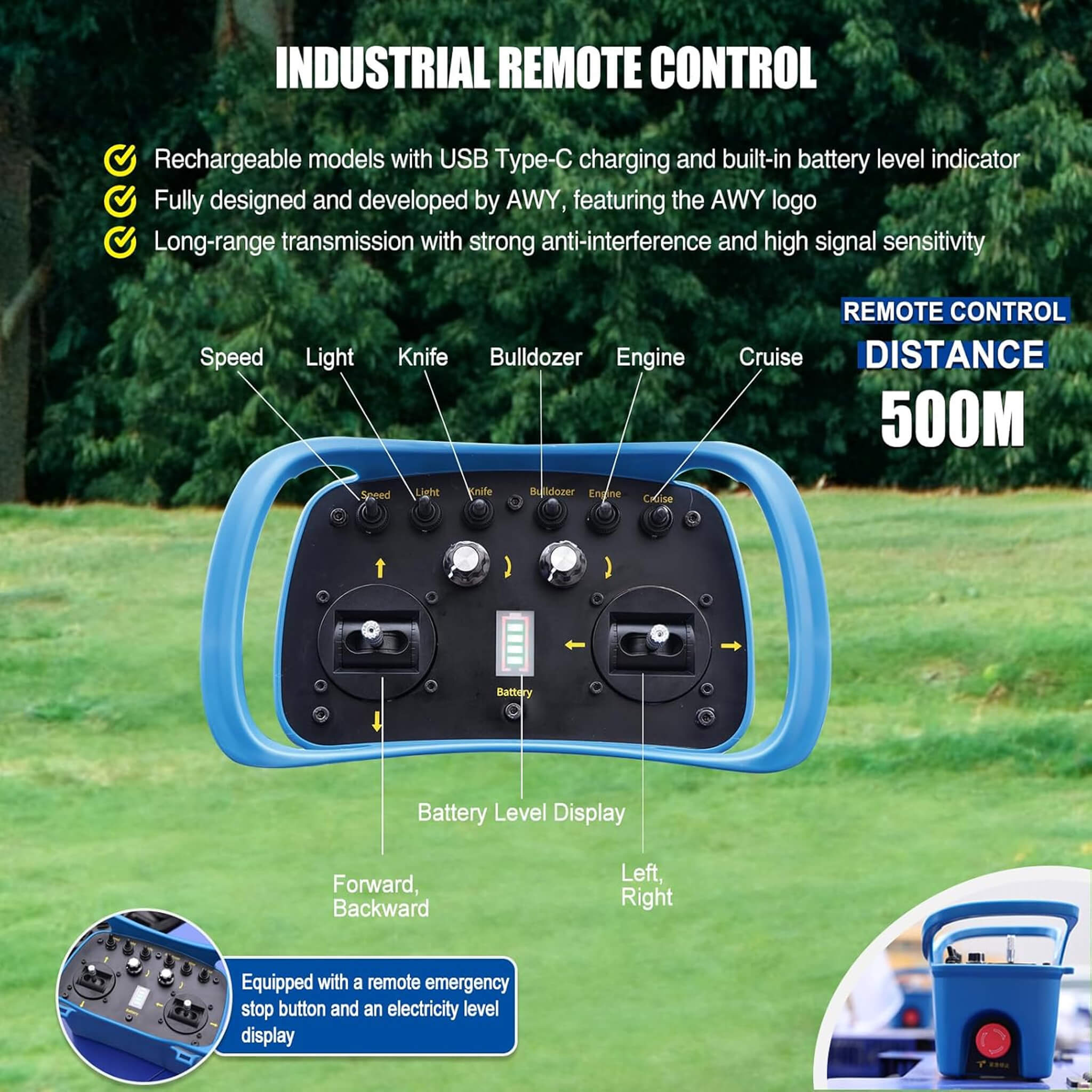 Heavy-Duty 224CC Remote-Controlled Lawn Mower With 21-Inch Deck & Industrial Remote (SAK90831)