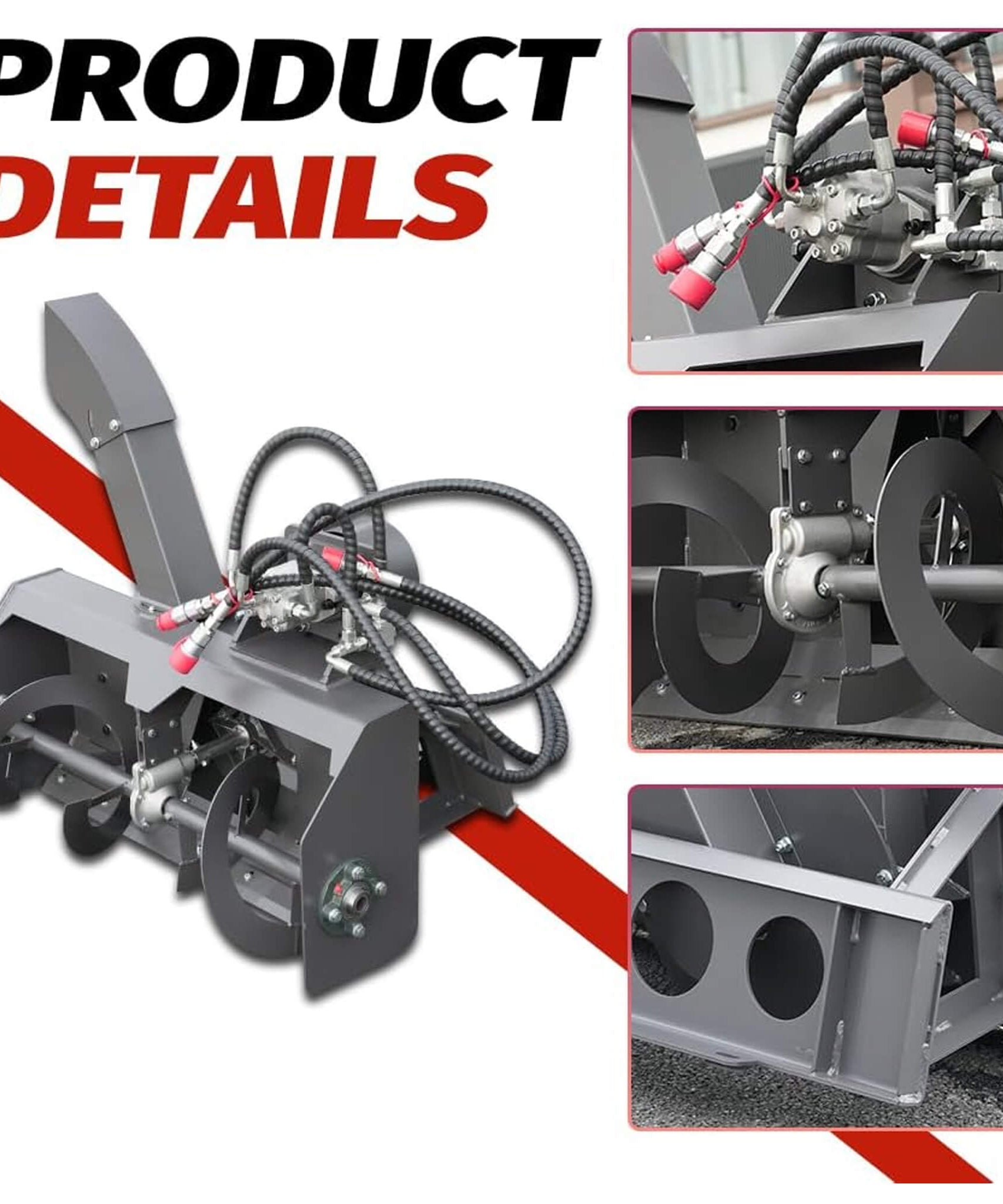 Heavy-Duty 23-Inch Skid Steer Snow Blower Attachment With Directional Chute (SAK94301)