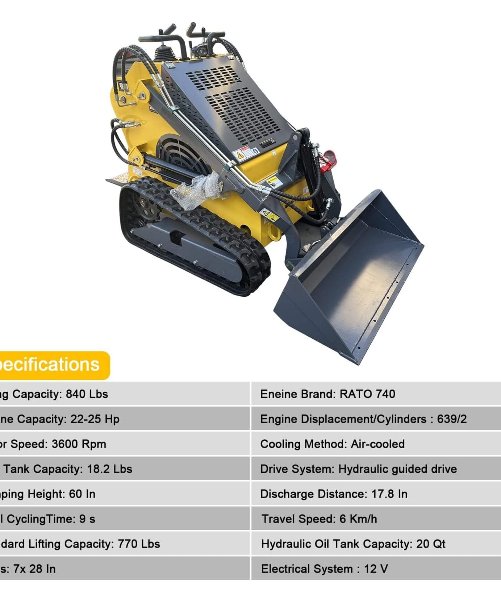 Heavy-Duty 23HP Mini Triangular Skid Steer Bucket Loader (SAK15873)