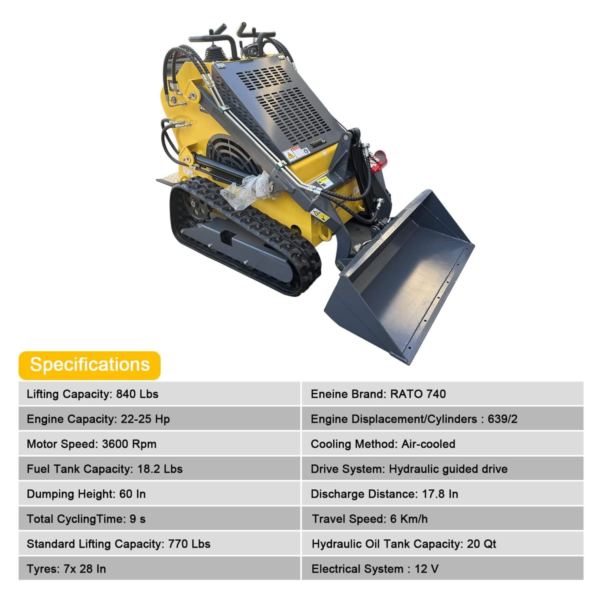 Heavy-Duty 23HP Mini Triangular Skid Steer Bucket Loader (SAK15873)