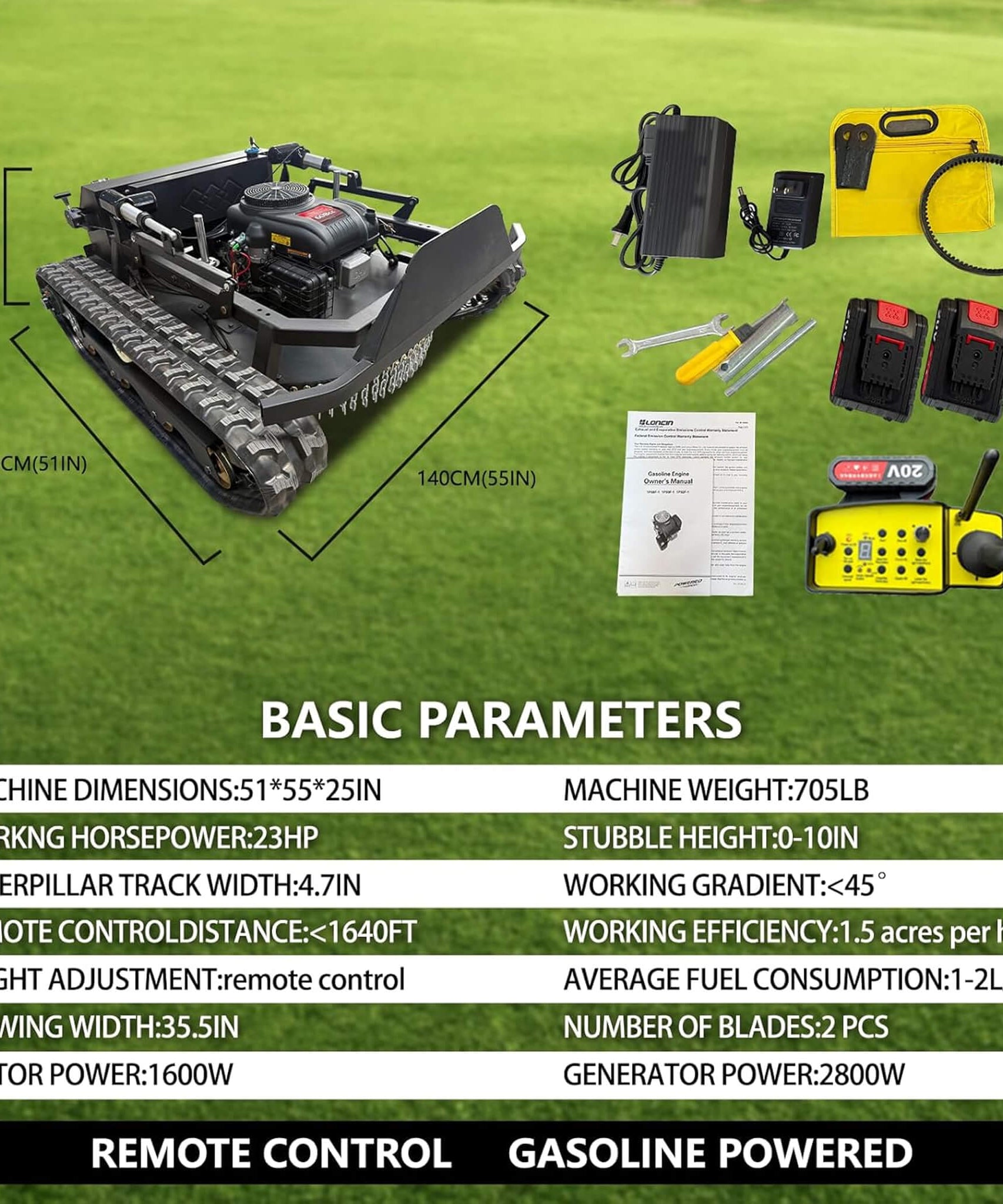 Heavy-Duty 23HP Remote-Controlled Track Mower With 35-Inch Deck (SAK62581)