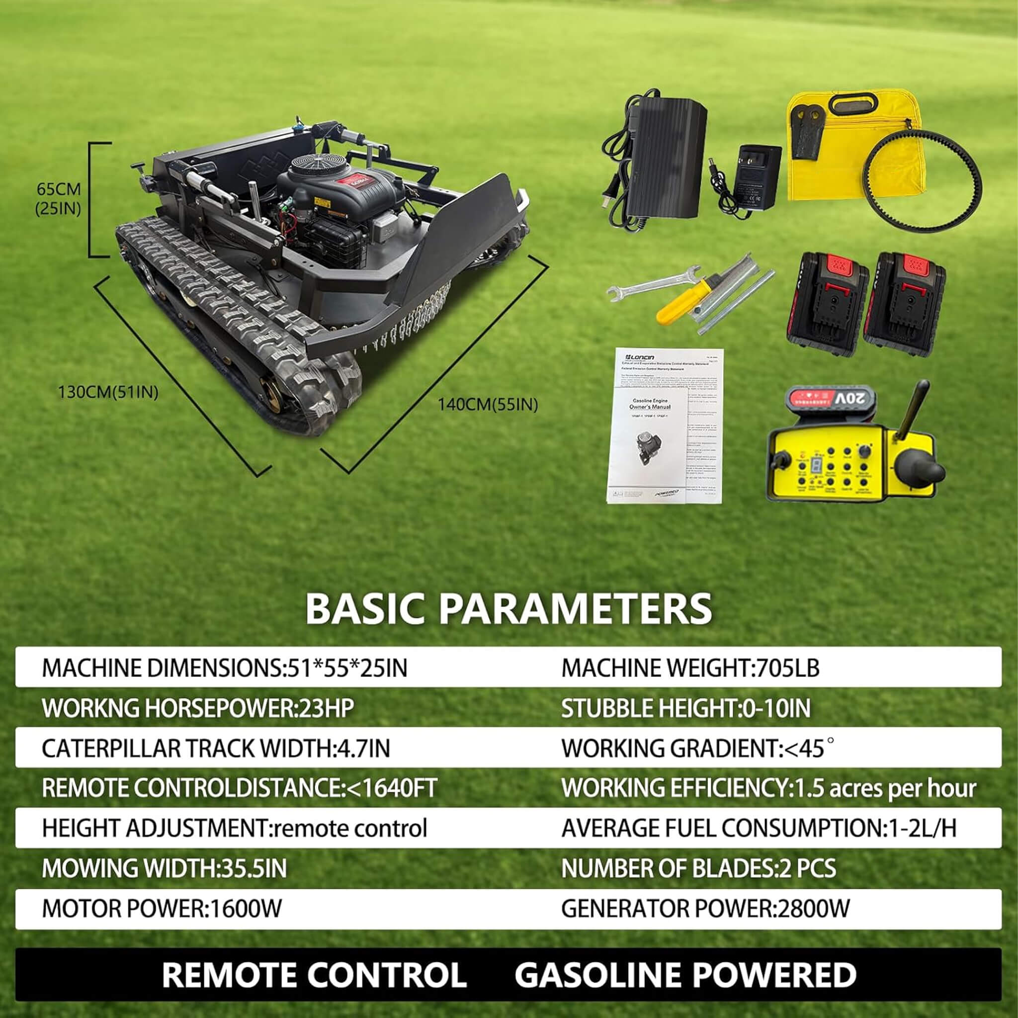 Heavy-Duty 23HP Remote-Controlled Track Mower With 35-Inch Deck (SAK62581)