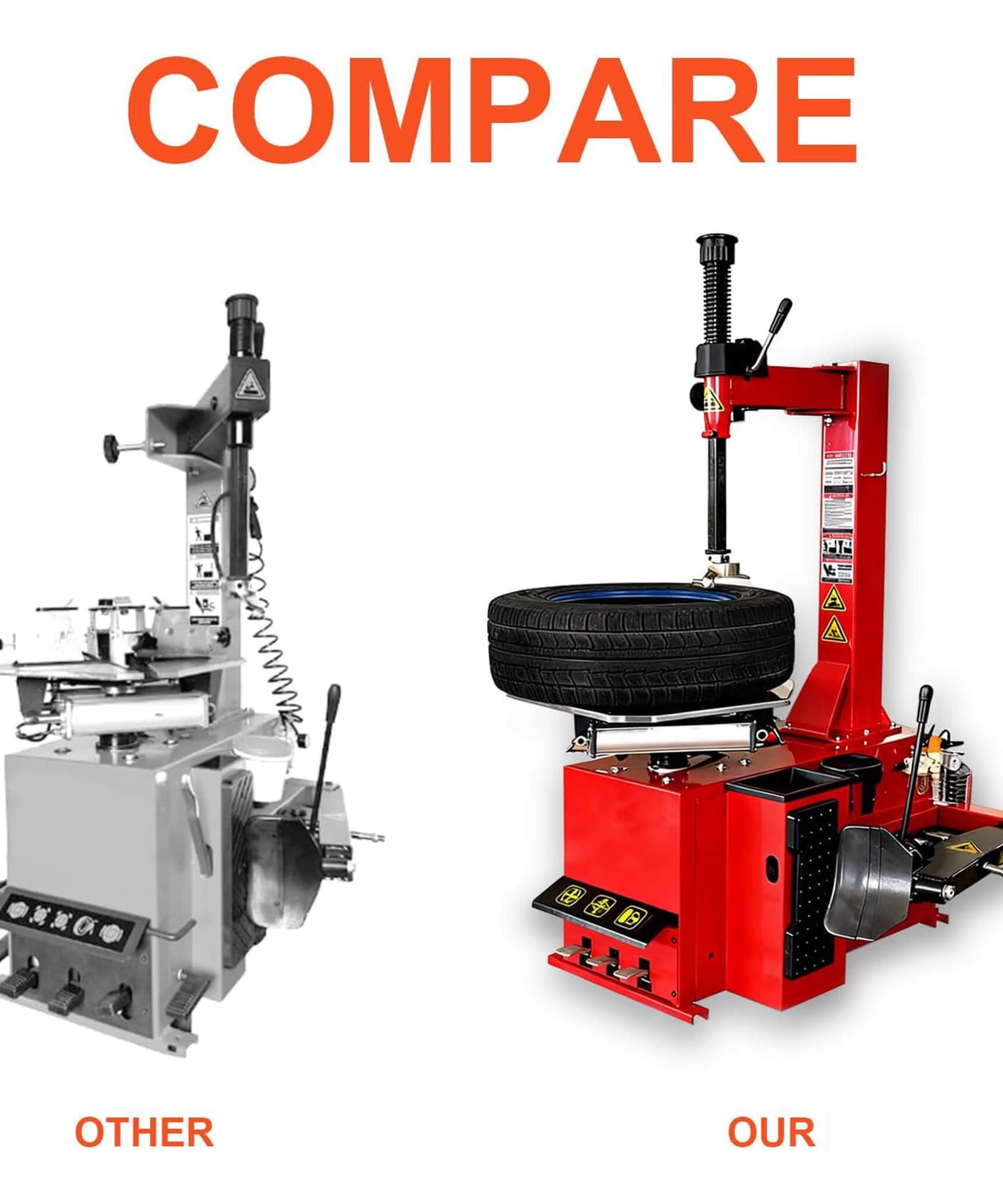 Heavy-Duty 24-Inch Industrial Semi-Automatic Tire Changer With Bead Blaster And Rim Clamp (SAK24697)