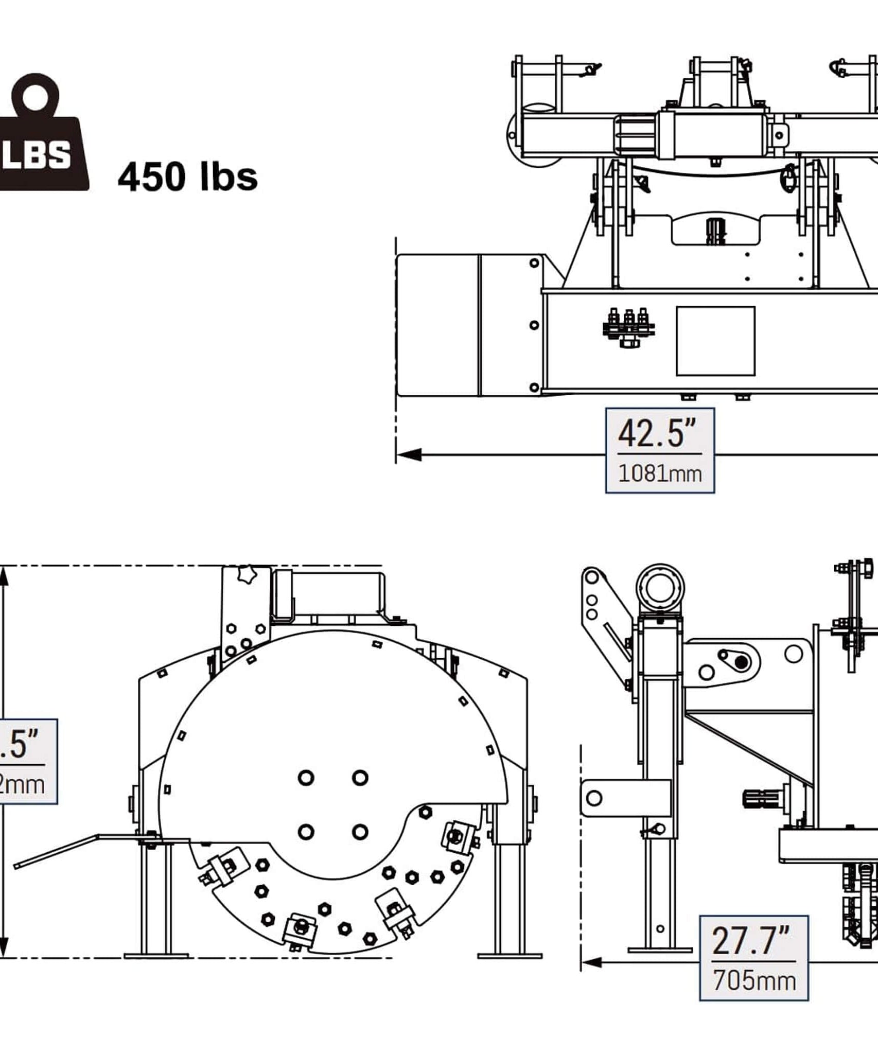 Heavy-Duty 3-Point PTO Powered Stump Root Grinder For 15-45HP Tractors [PTO Shaft Included] (SAK27940)
