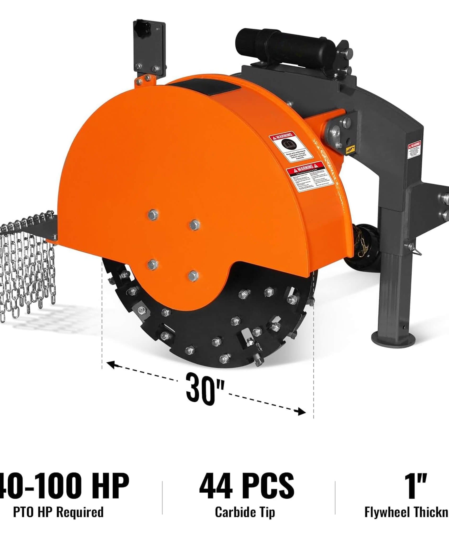 Heavy-Duty 30-Inch 3-Point PTO Stump Grinder For 40-100HP Tractors [PTO Shaft Included] (SAK47092)