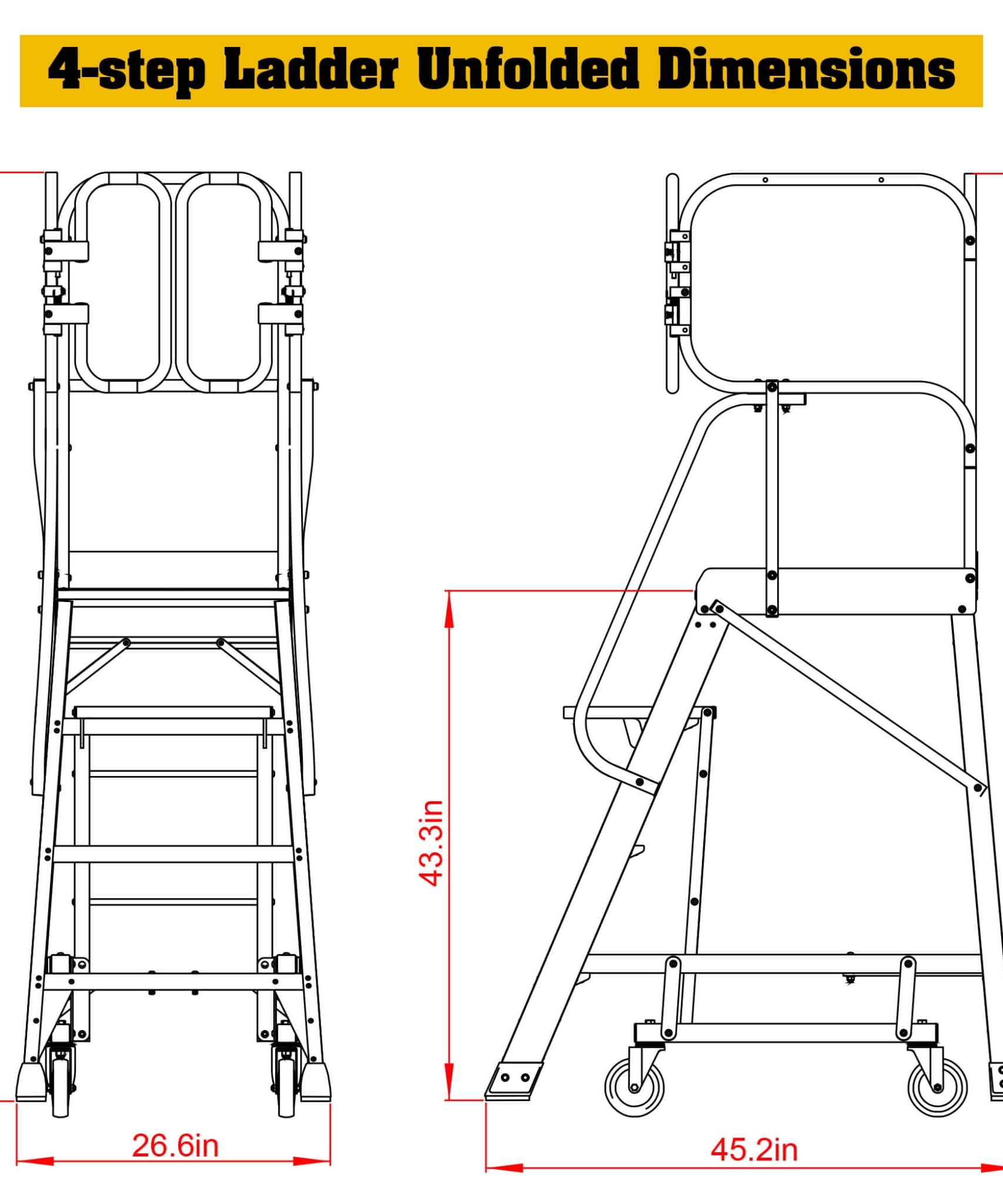 Heavy-Duty 375-Pound Aluminum Rolling Platform Ladder (SAK61724)