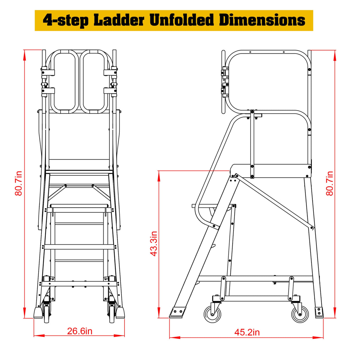 Heavy-Duty 375-Pound Aluminum Rolling Platform Ladder (SAK61724)