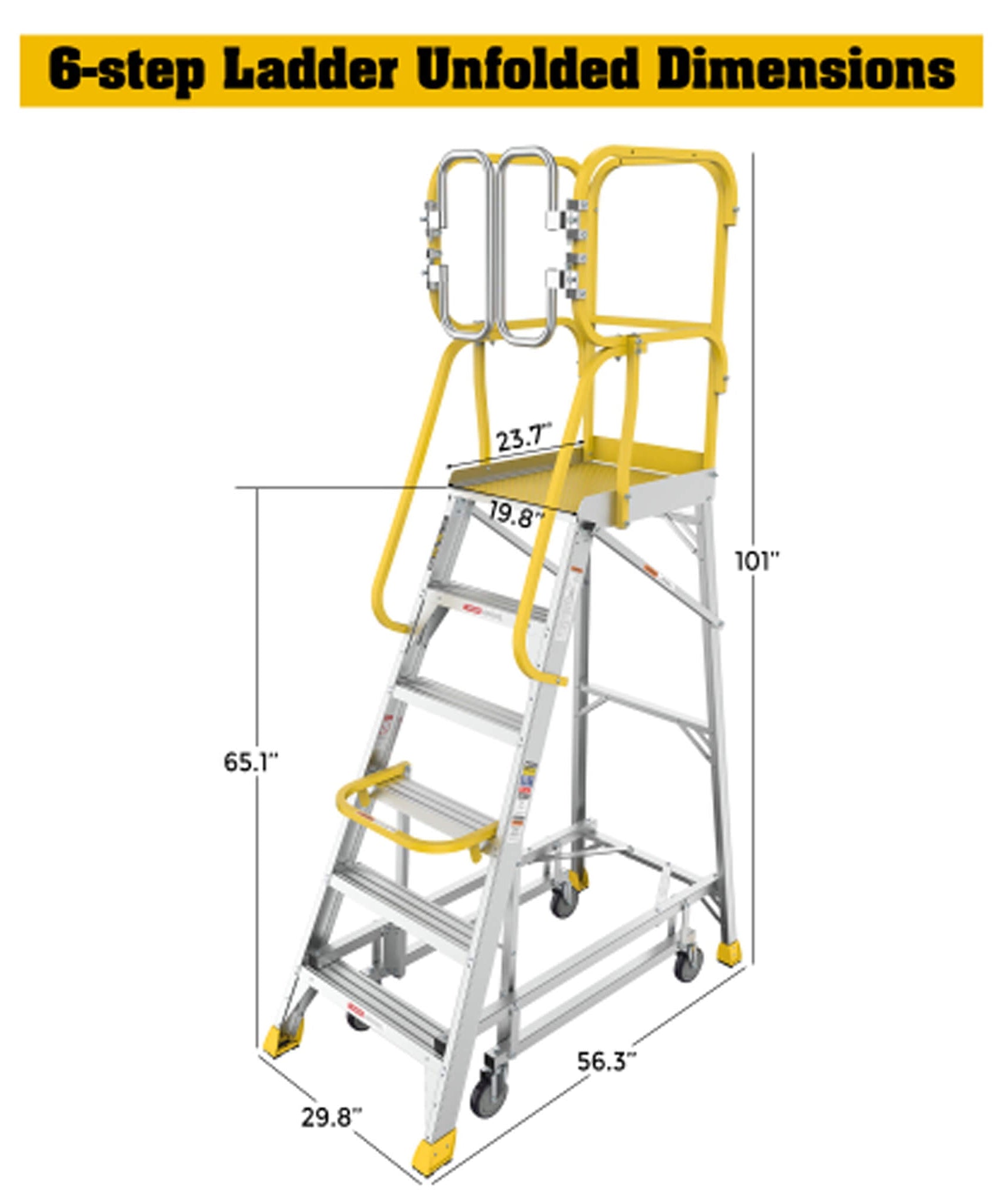 Heavy-Duty 375-Pound Aluminum Rolling Platform Ladder (SAK61724)