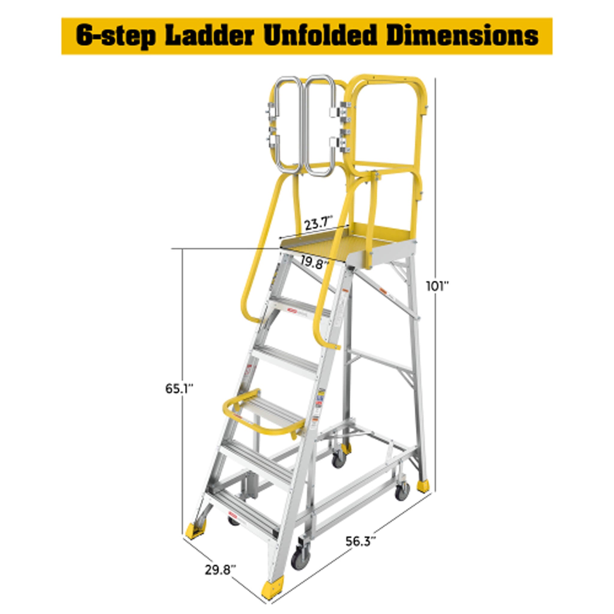 Heavy-Duty 375-Pound Aluminum Rolling Platform Ladder (SAK61724)