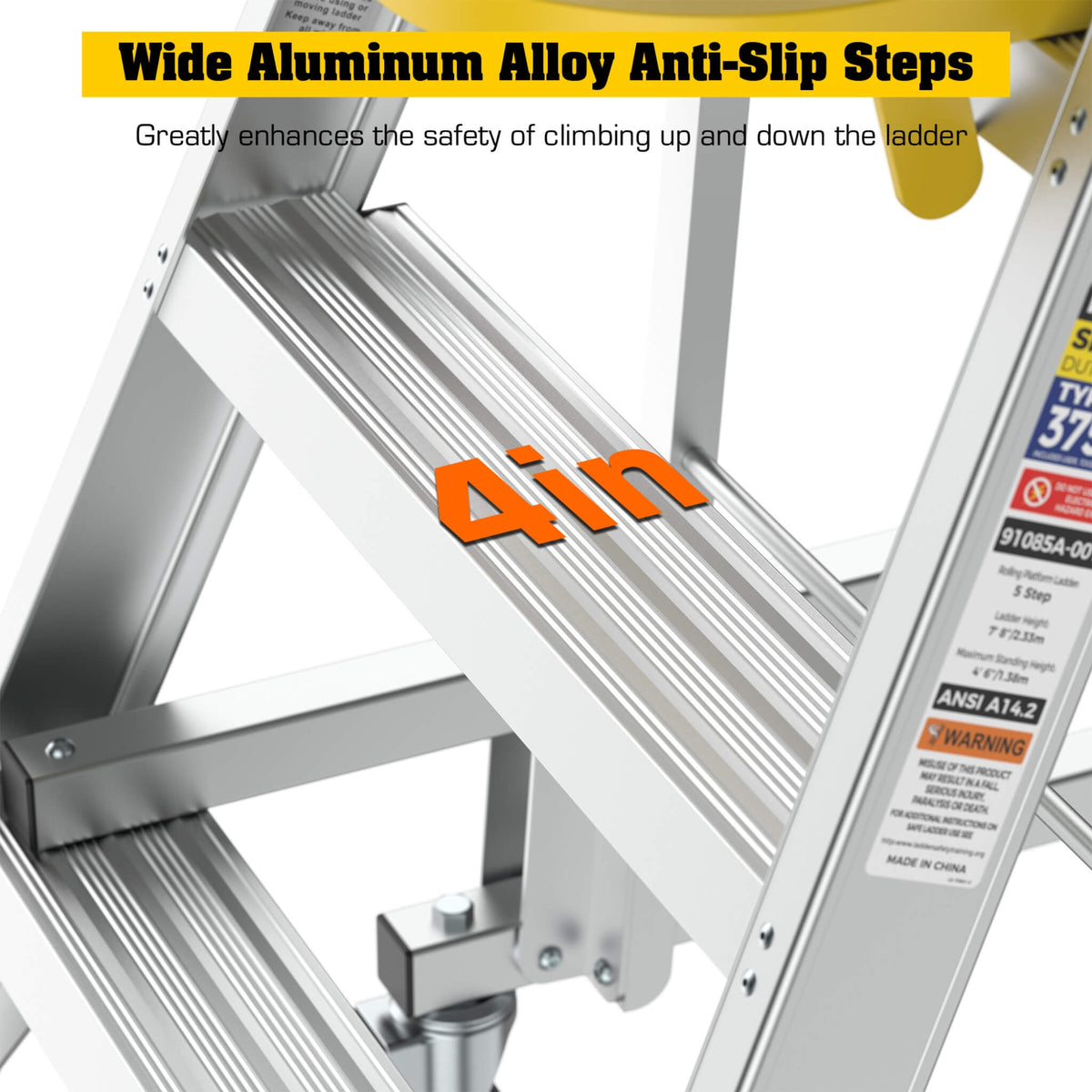 Heavy-Duty 375-Pound Aluminum Rolling Platform Ladder (SAK61724)
