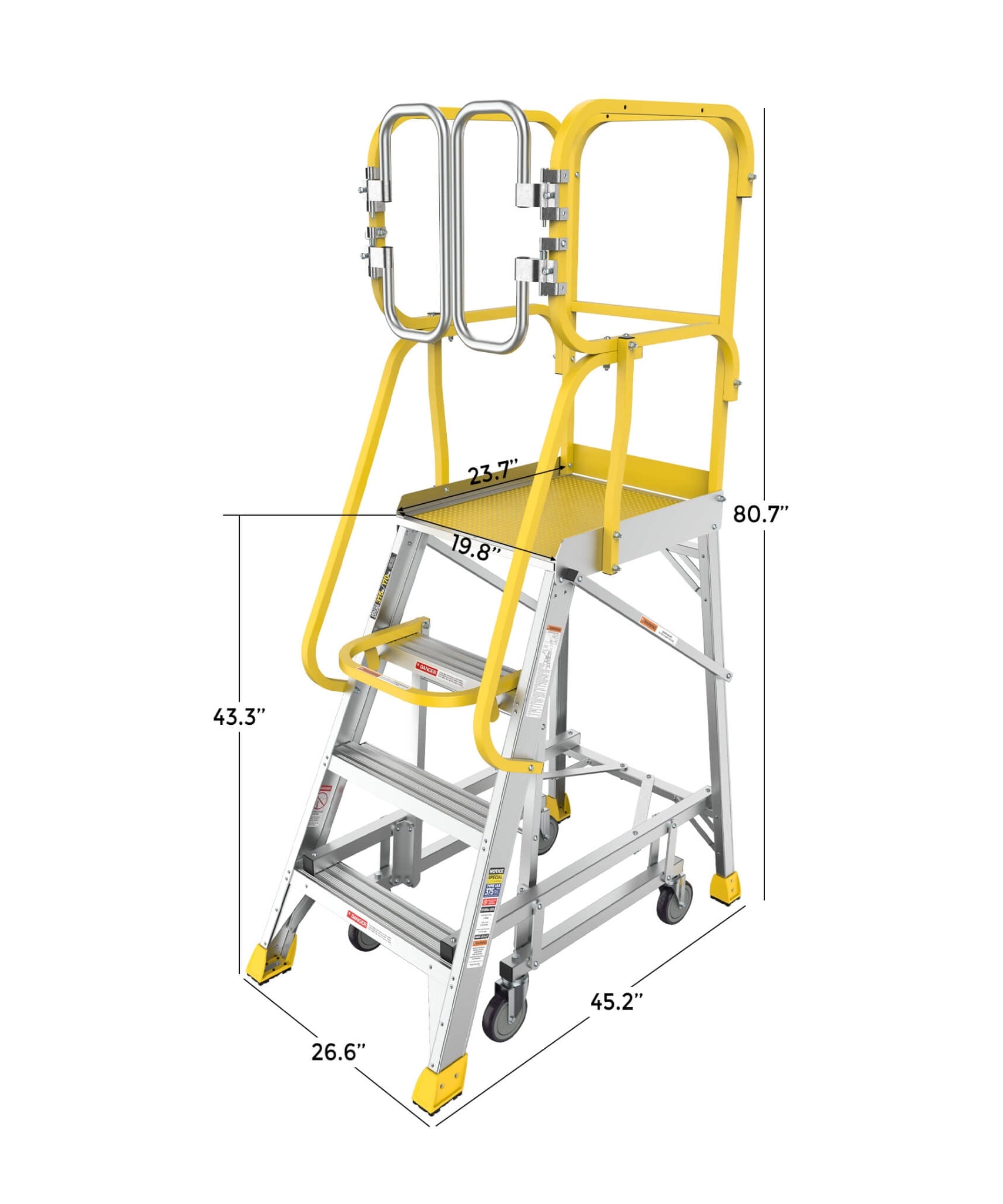 Heavy-Duty 375-Pound Aluminum Rolling Platform Ladder (SAK61724)
