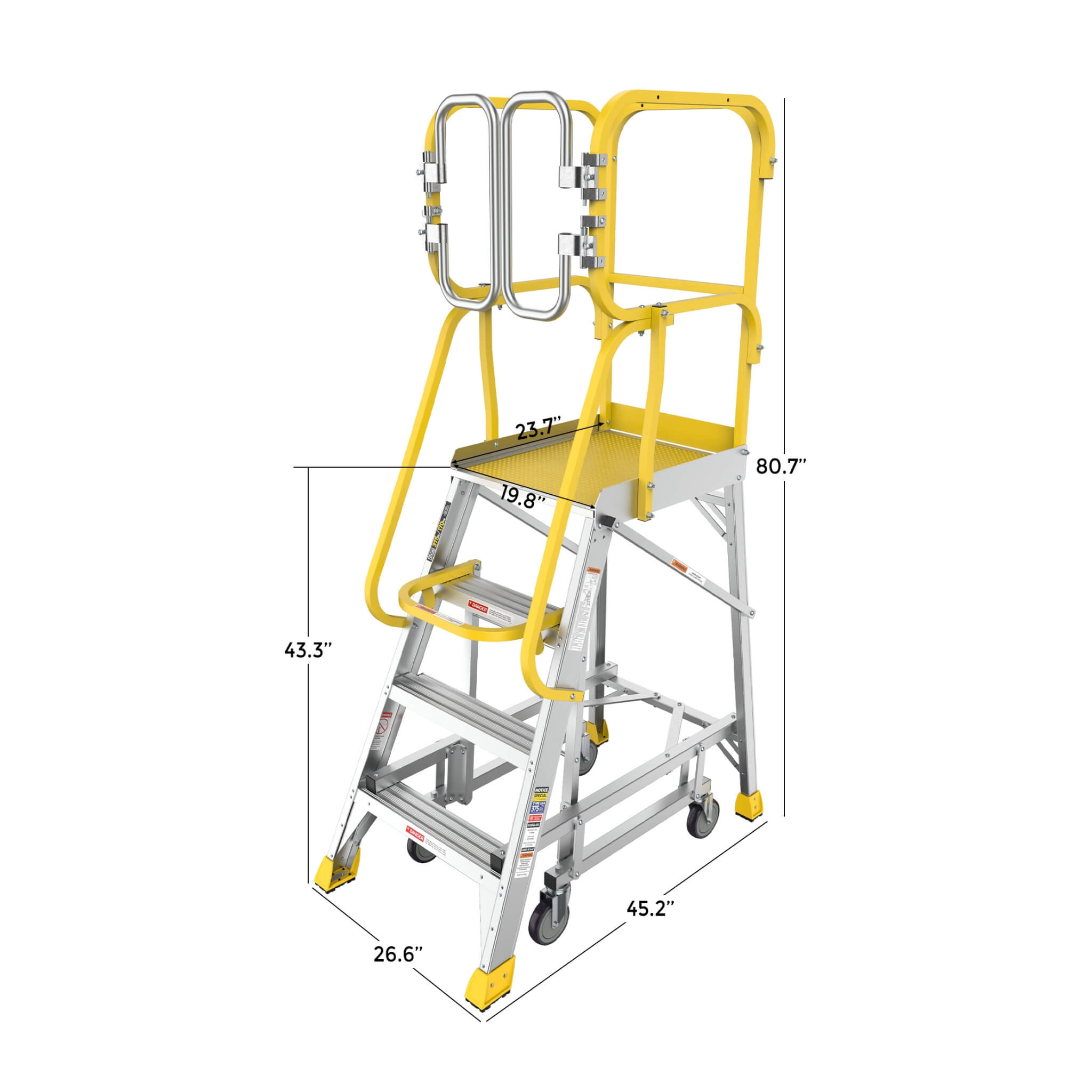 Heavy-Duty 375-Pound Aluminum Rolling Platform Ladder (SAK61724)