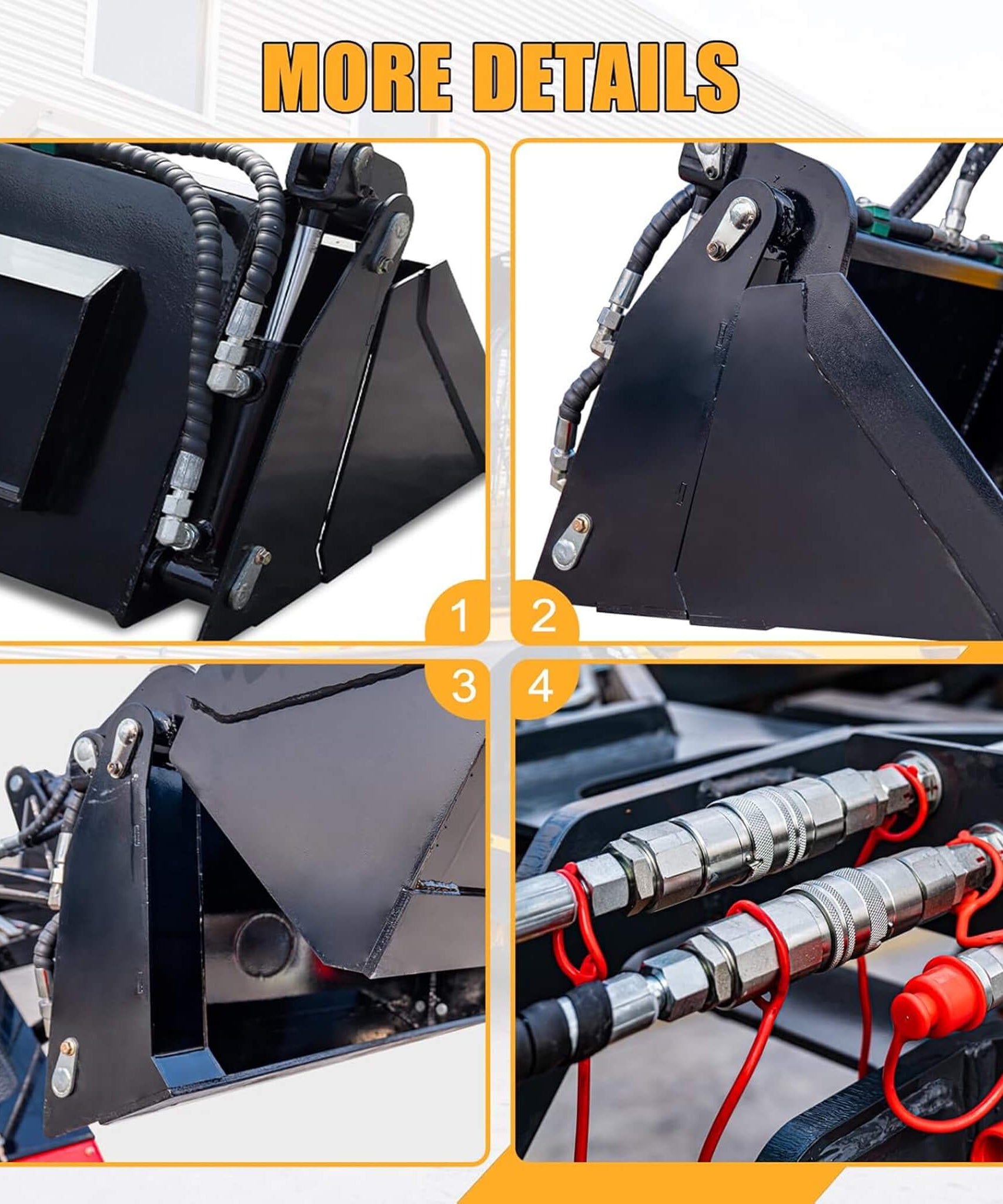 Heavy-Duty 4-In-1 Multipurpose Mini Skid Steer Bucket Combo Attachment (SAK12847)