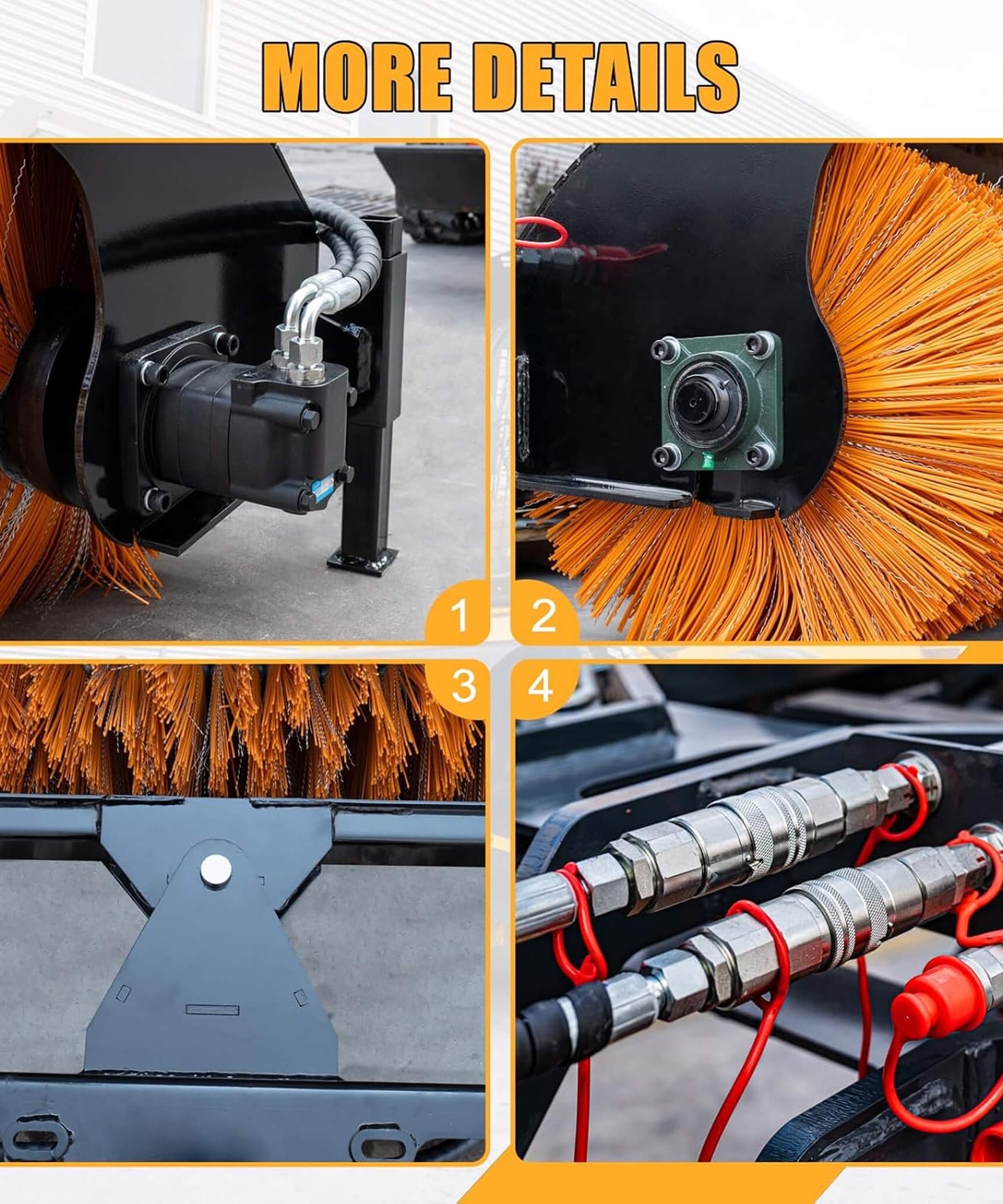 Heavy-Duty 41-Inch Hydraulic Skid Steer Broom Sweeper Attachment With Angle Tilt (SAK20963)