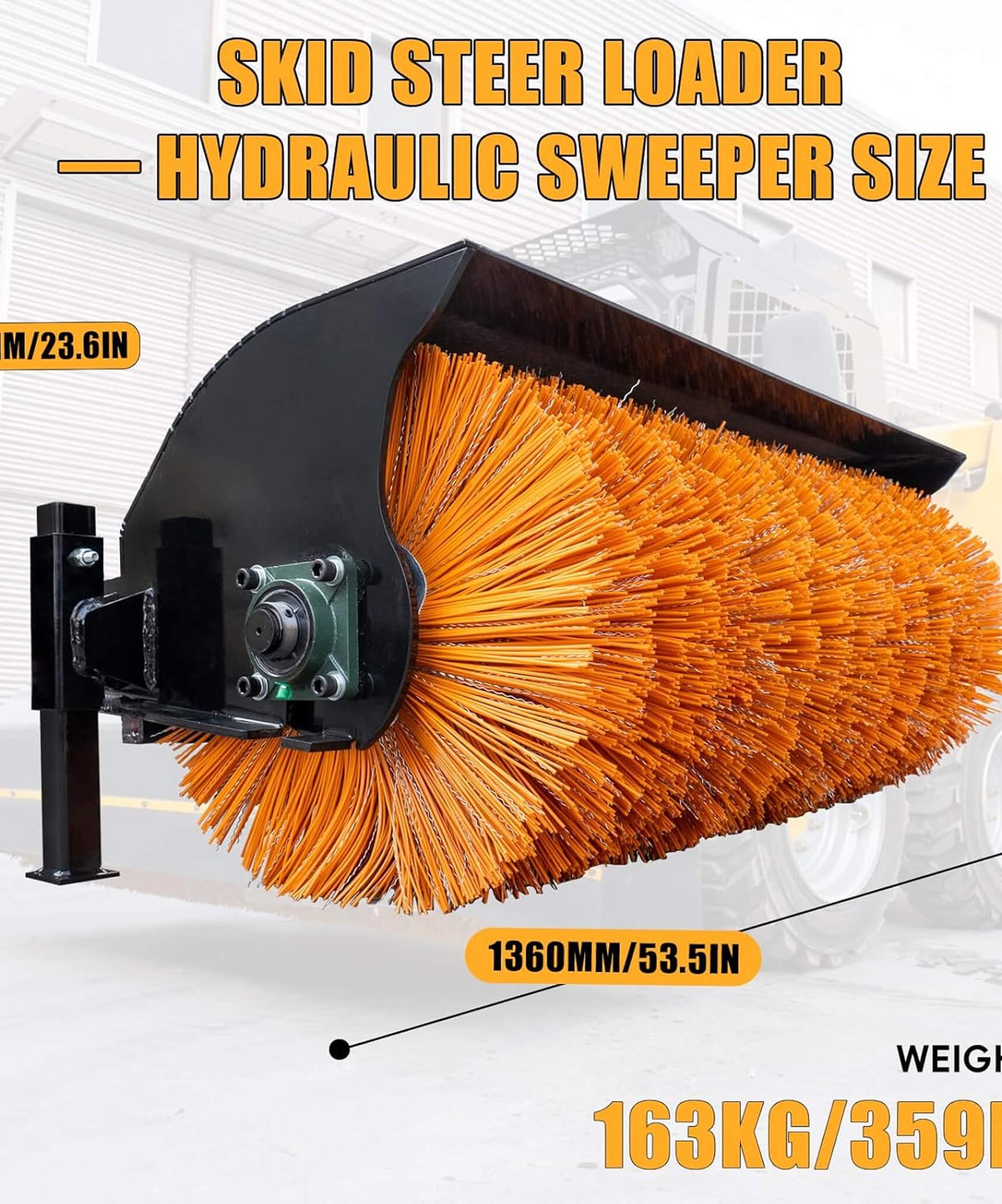 Heavy-Duty 41-Inch Hydraulic Skid Steer Broom Sweeper Attachment With Angle Tilt (SAK20963)