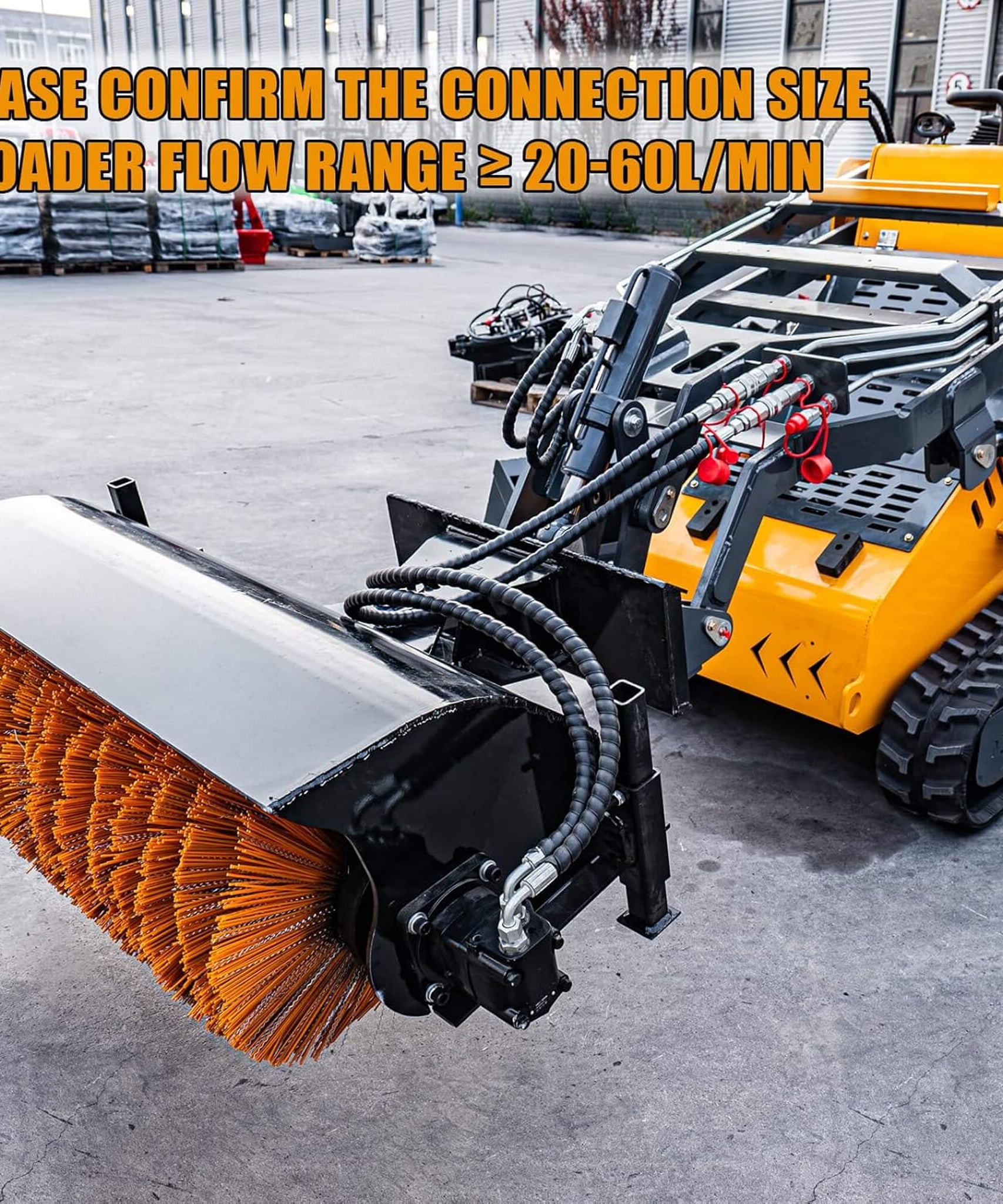 Heavy-Duty 41-Inch Hydraulic Skid Steer Broom Sweeper Attachment With Angle Tilt (SAK20963)