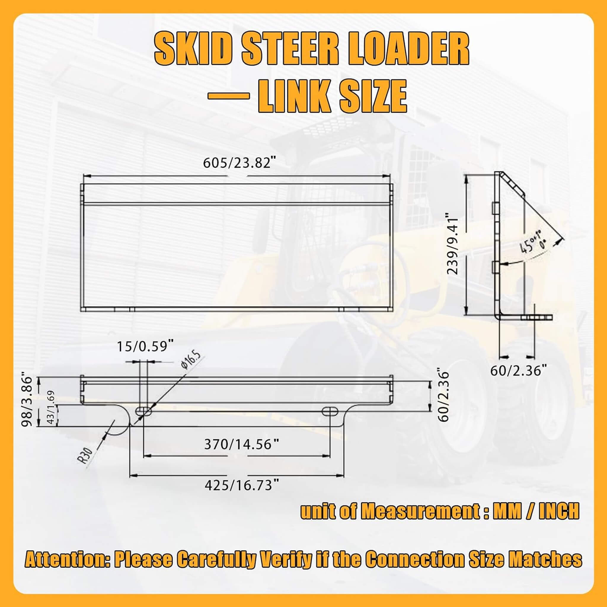 Heavy-Duty 41-Inch Hydraulic Skid Steer Broom Sweeper Attachment With Angle Tilt (SAK20963)