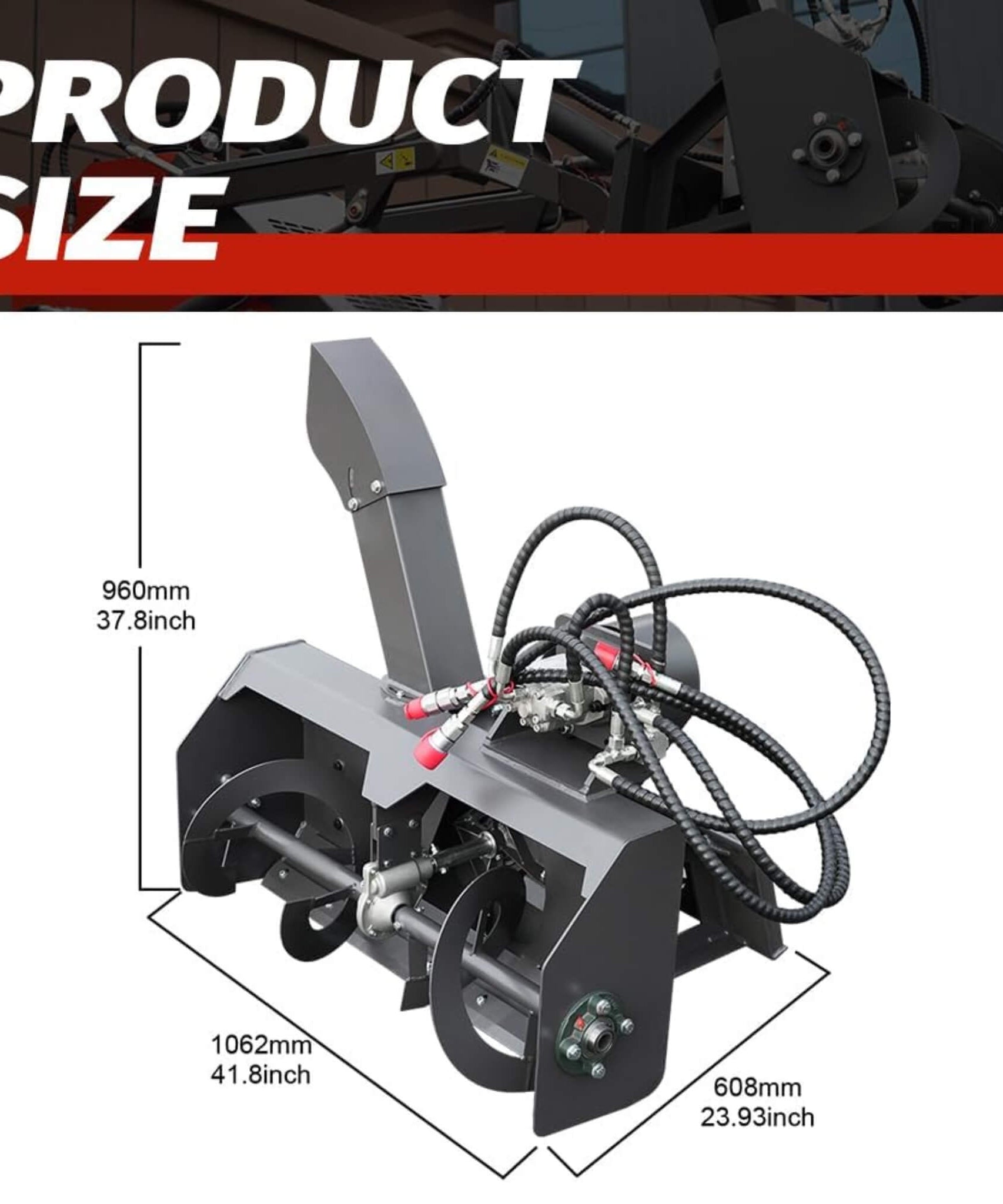Heavy-Duty 41-Inch Mini Snow Blower Skid Steer Attachment (SAK47692)