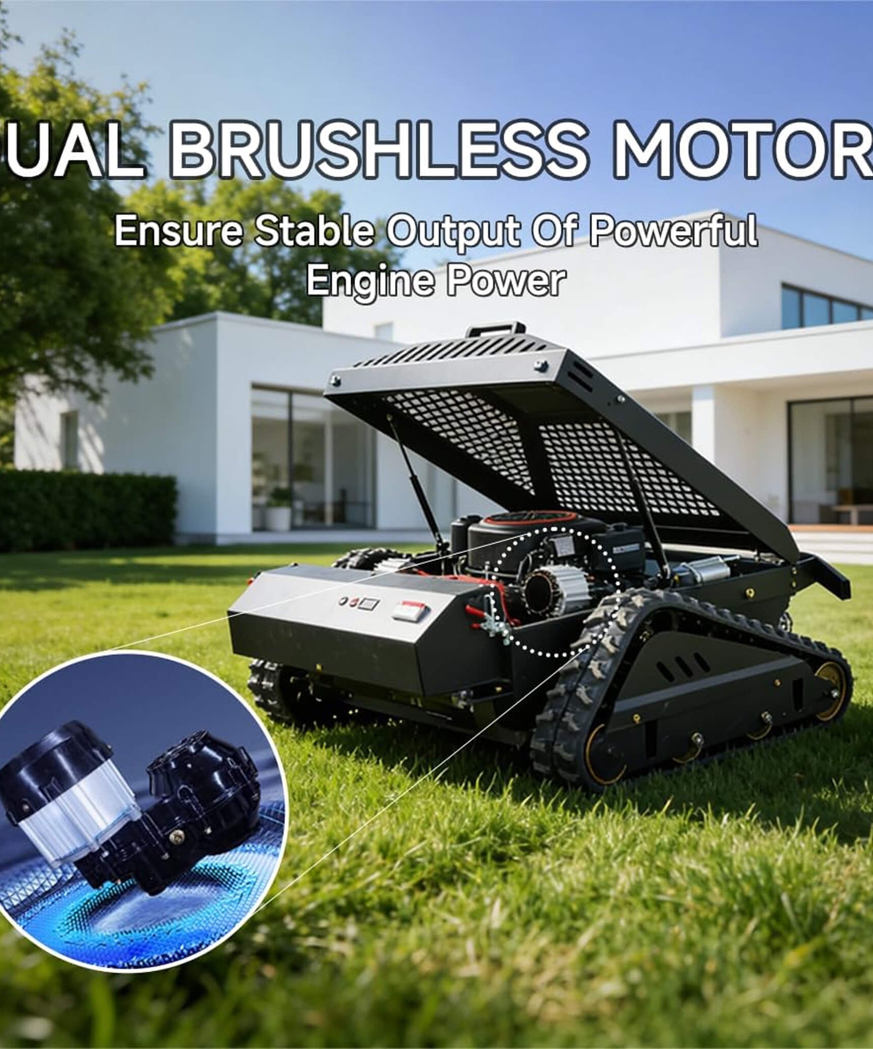 Heavy-Duty 452CC 31-Inch Remote-Controlled Tracked Lawn Mower (SAK38617)