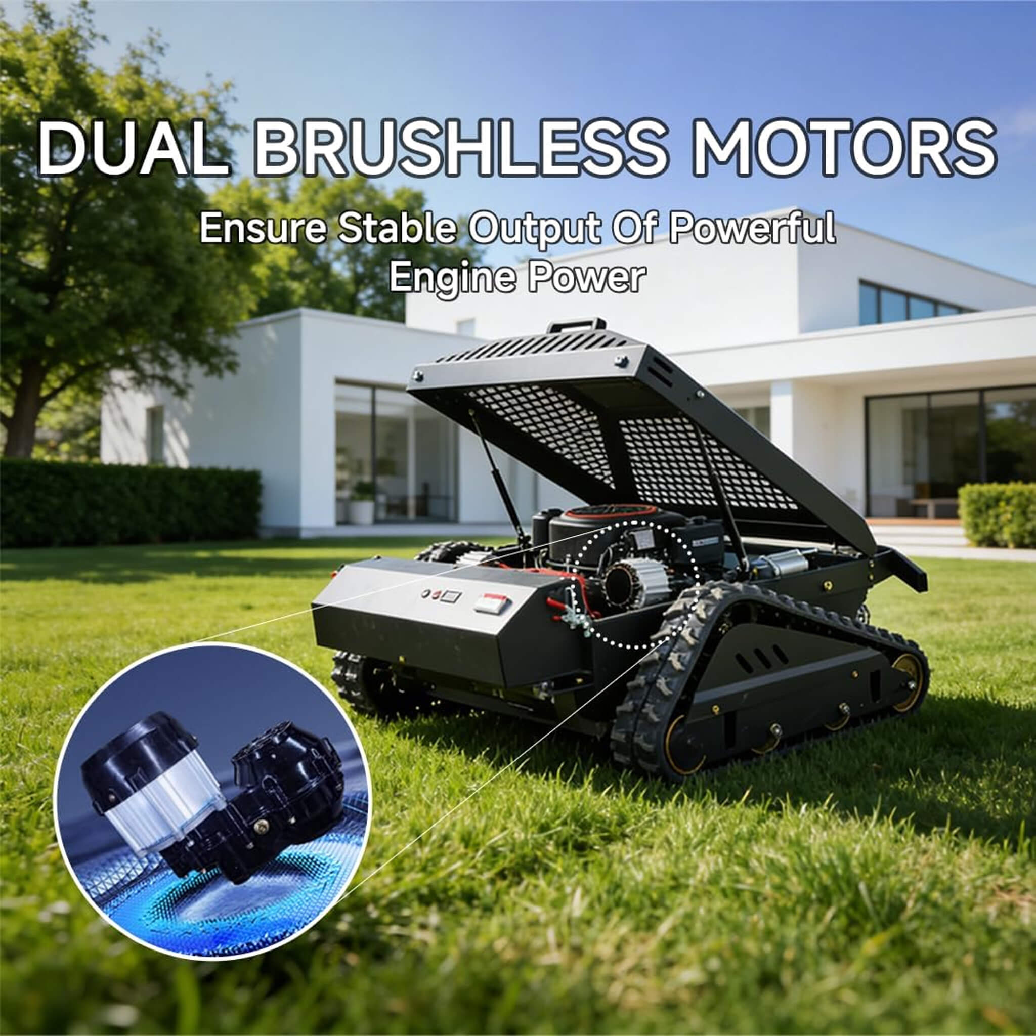 Heavy-Duty 452CC 31-Inch Remote-Controlled Tracked Lawn Mower (SAK38617)
