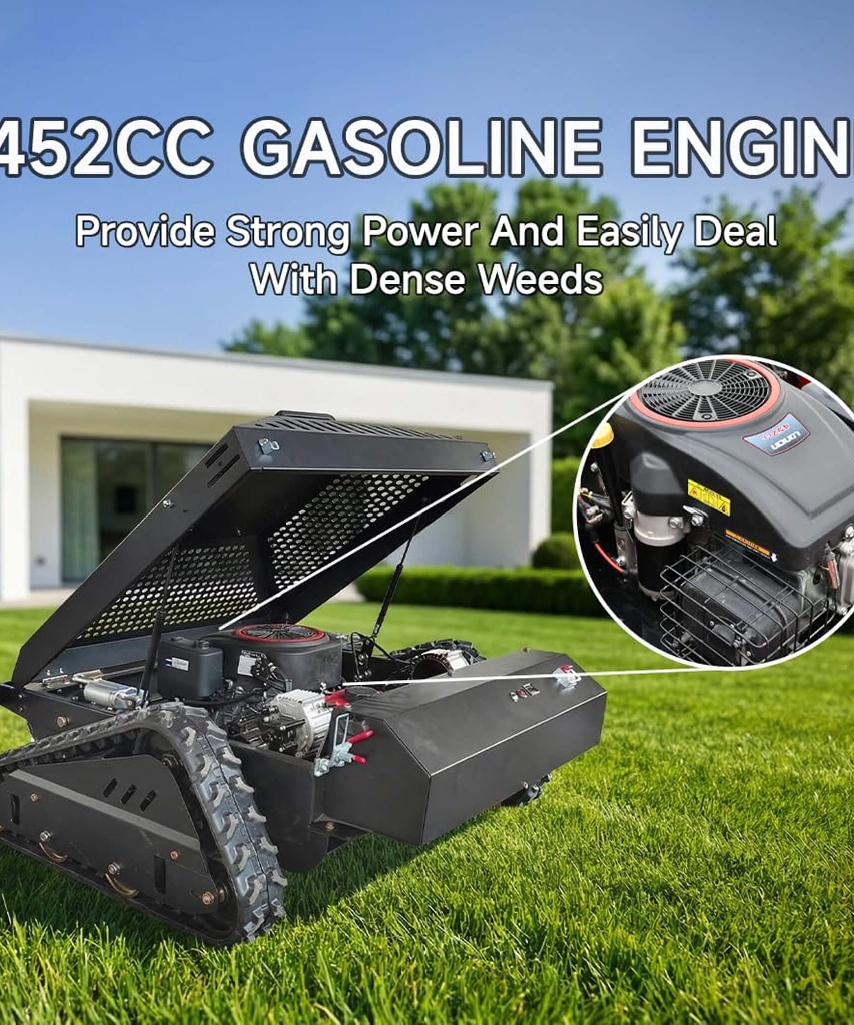 Heavy-Duty 452CC 31-Inch Remote-Controlled Tracked Lawn Mower (SAK38617)