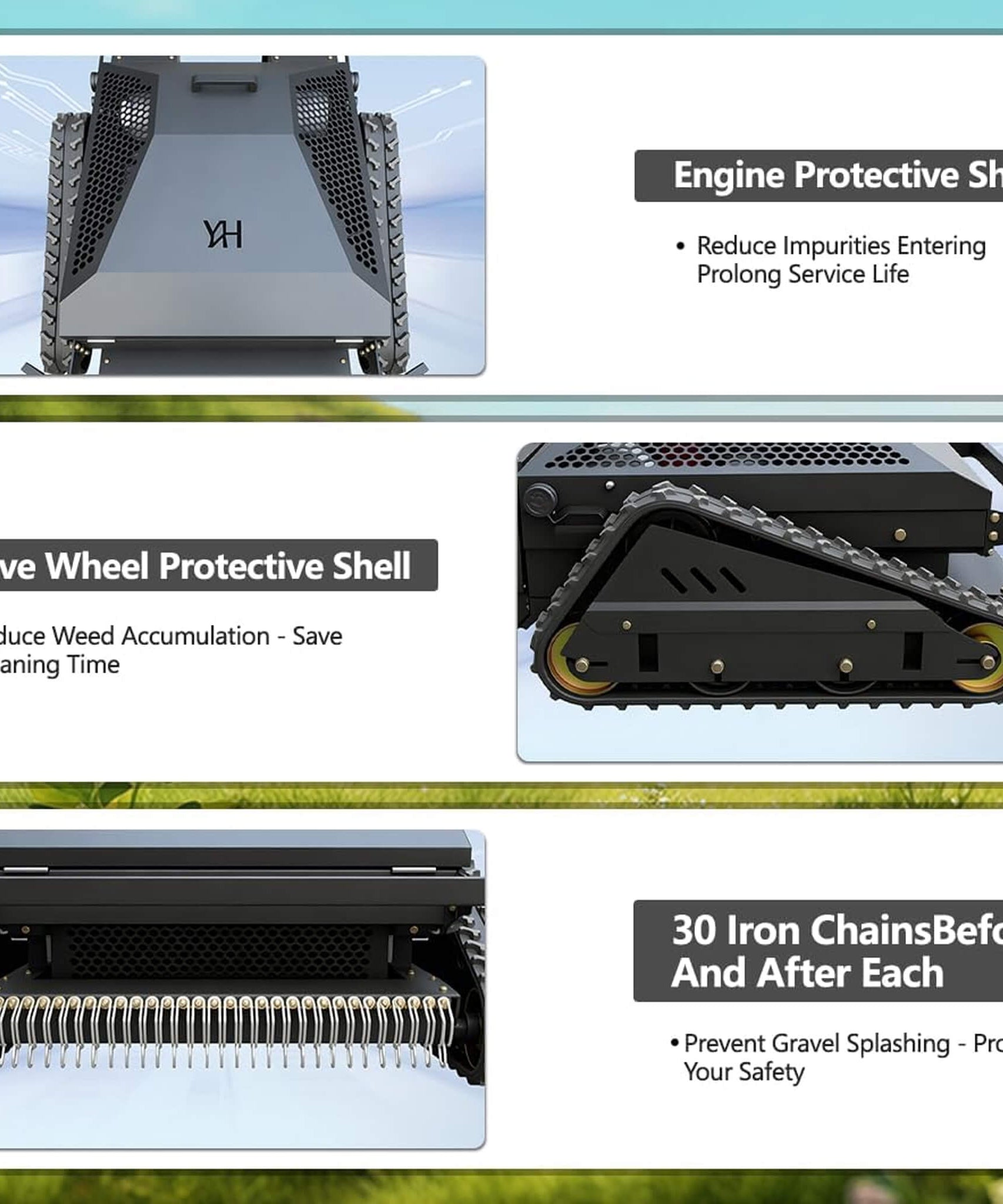 Heavy-Duty 452CC 31-Inch Remote-Controlled Tracked Lawn Mower (SAK38617)