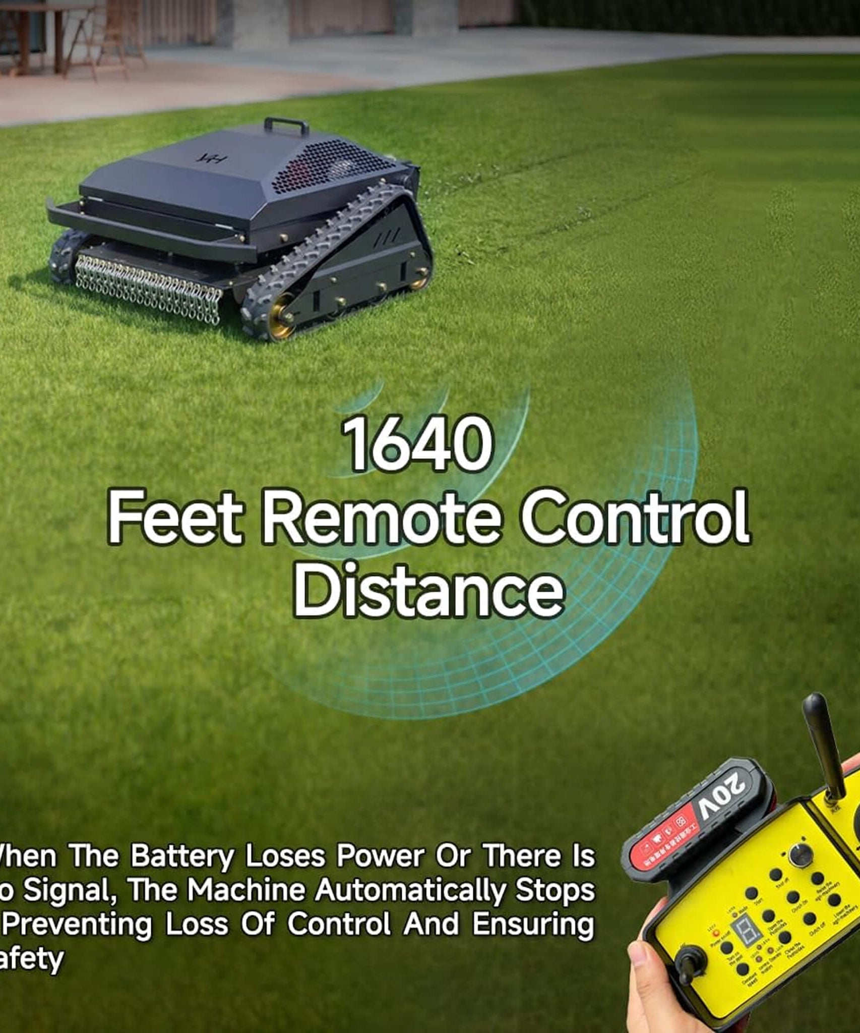 Heavy-Duty 452CC 31-Inch Remote-Controlled Tracked Lawn Mower (SAK38617)