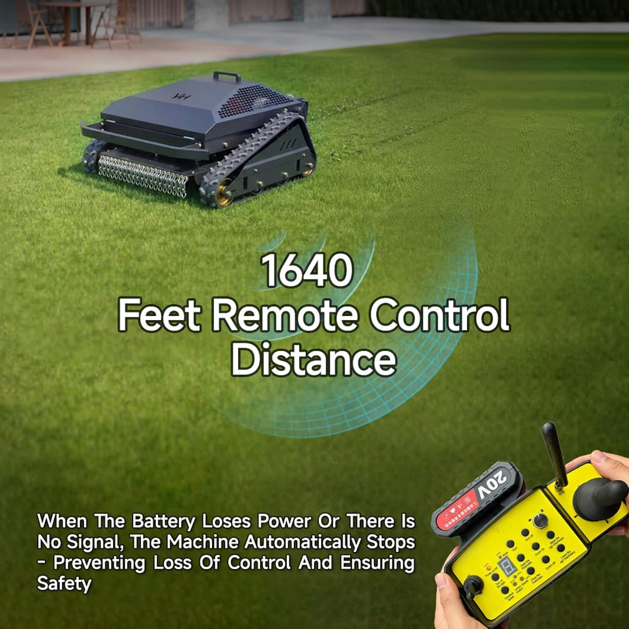 Heavy-Duty 452CC 31-Inch Remote-Controlled Tracked Lawn Mower (SAK38617)