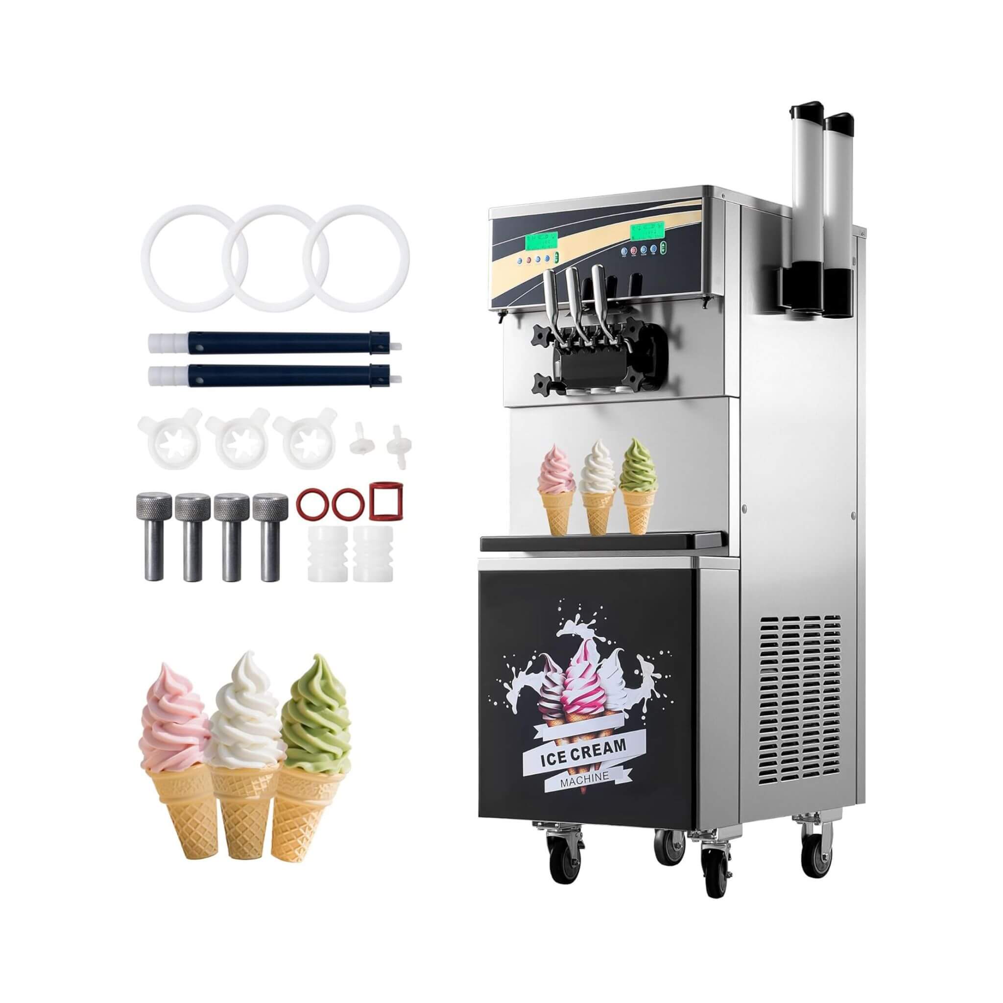 Heavy-Duty 45L/H 3-Flavor Dual Compressor Commercial Soft Serve Ice Cream Machine (SAK43195)