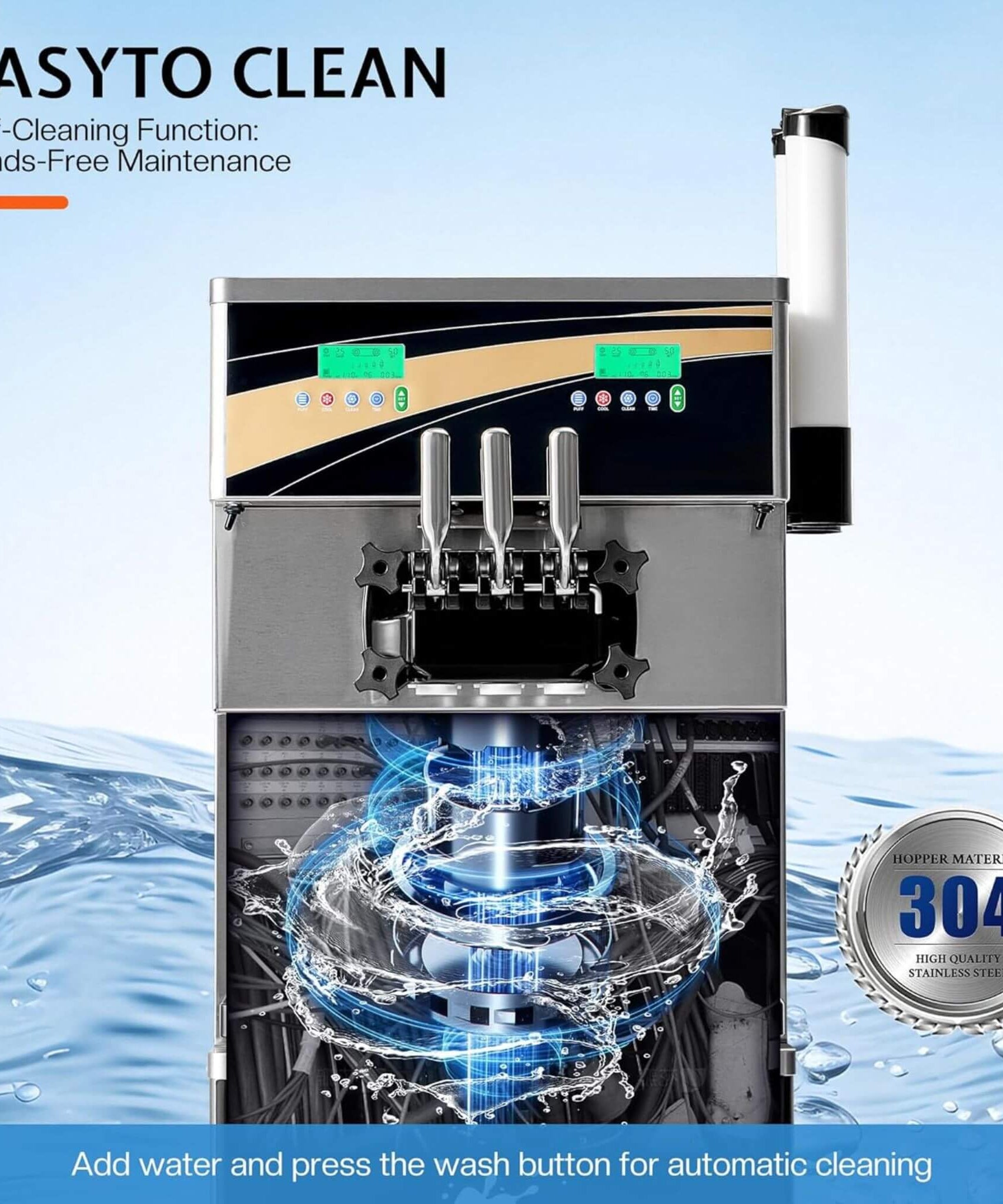 Heavy-Duty 45L/H 3-Flavor Dual Compressor Commercial Soft Serve Ice Cream Machine (SAK43195)
