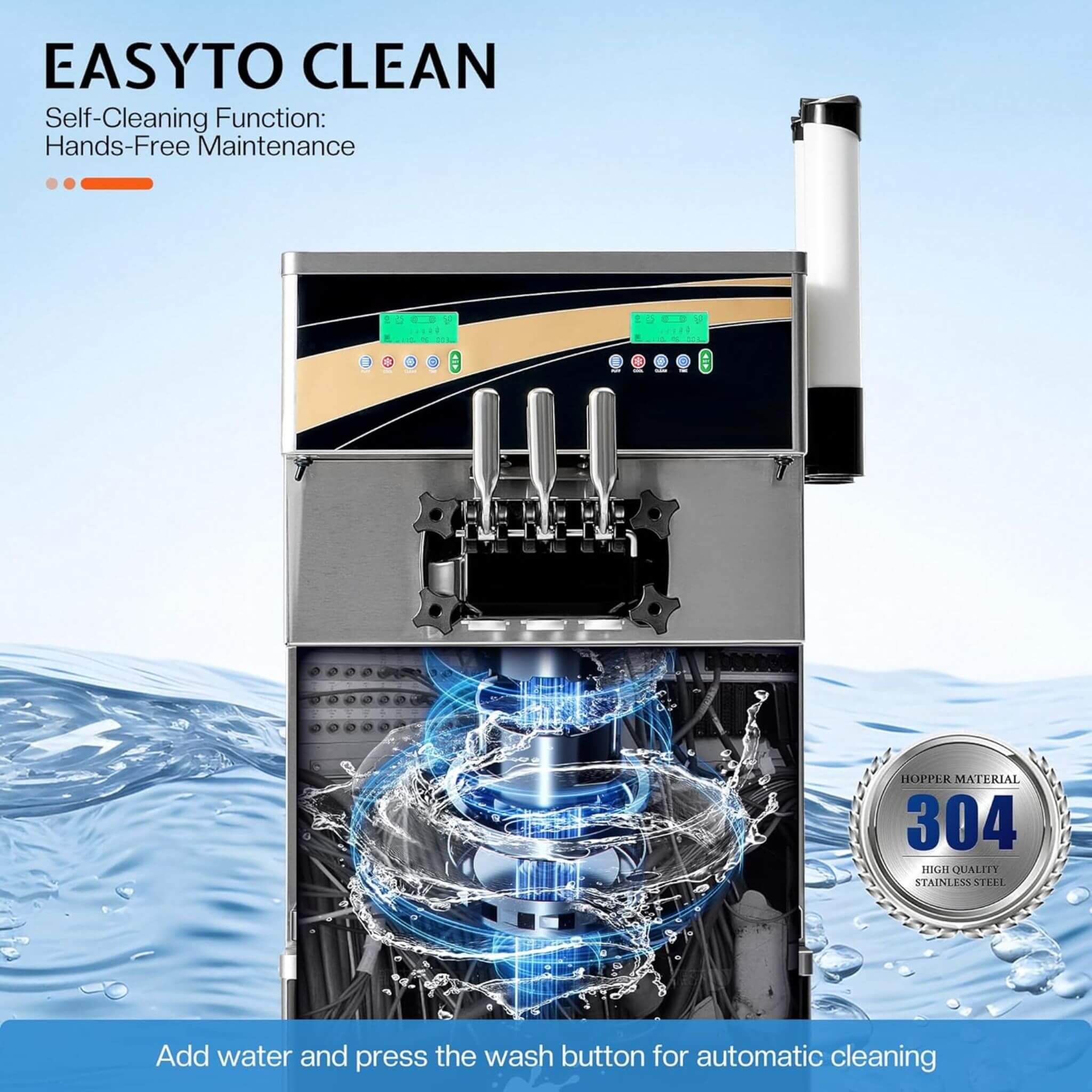 Heavy-Duty 45L/H 3-Flavor Dual Compressor Commercial Soft Serve Ice Cream Machine (SAK43195)