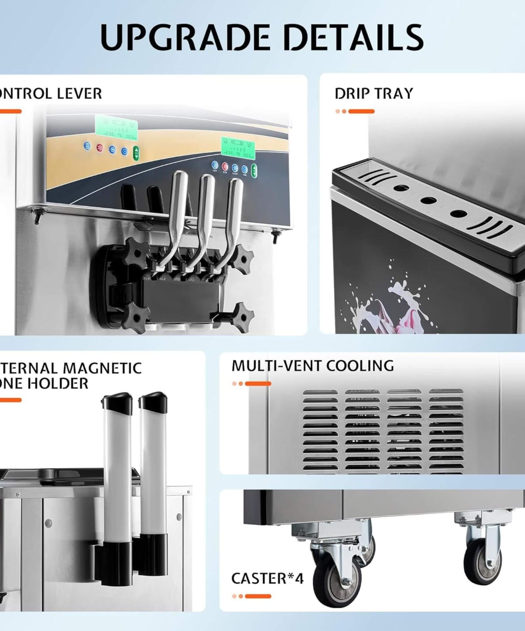 Heavy-Duty 45L/H 3-Flavor Dual Compressor Commercial Soft Serve Ice Cream Machine (SAK43195)