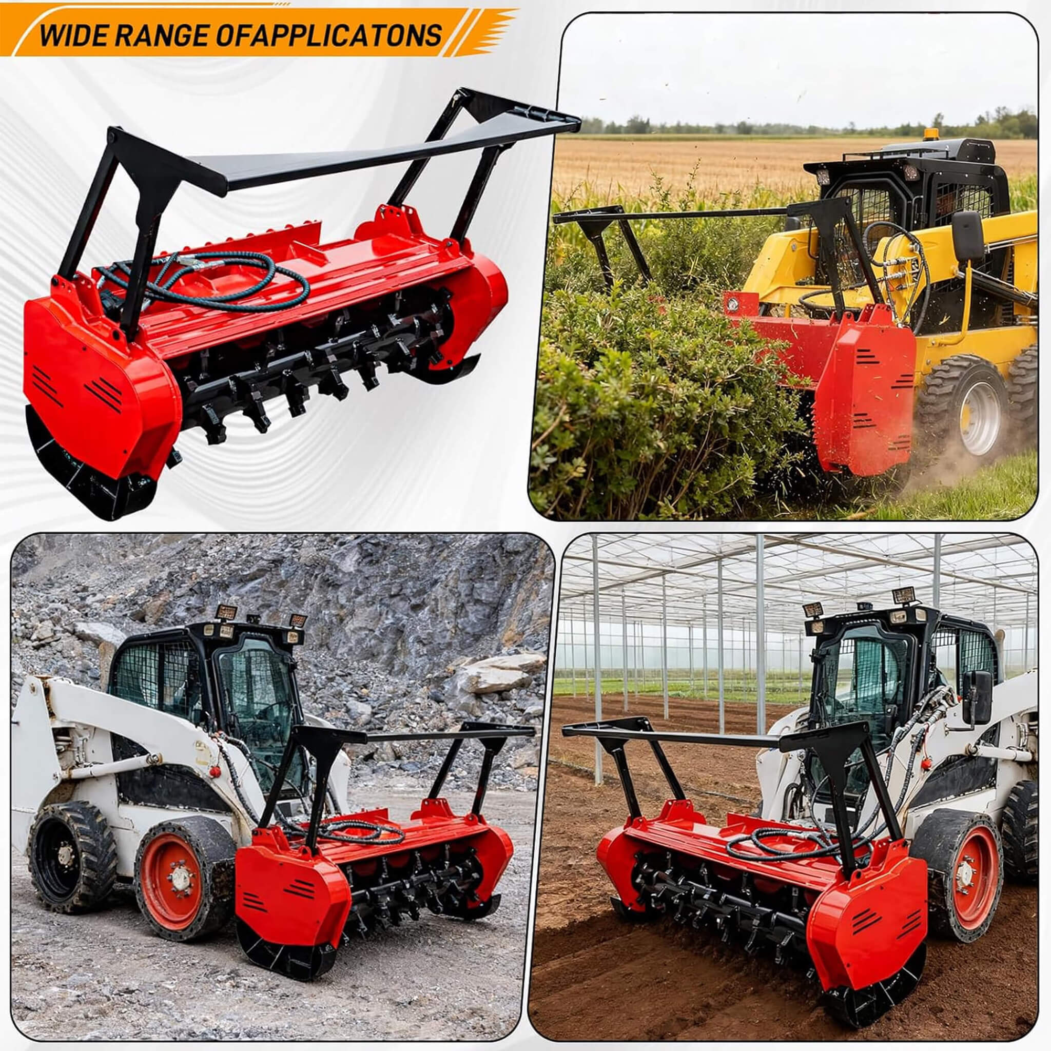 Heavy-Duty 46-Inch Drum Forestry Skid Steer Mulcher Attachment (SAK30495)