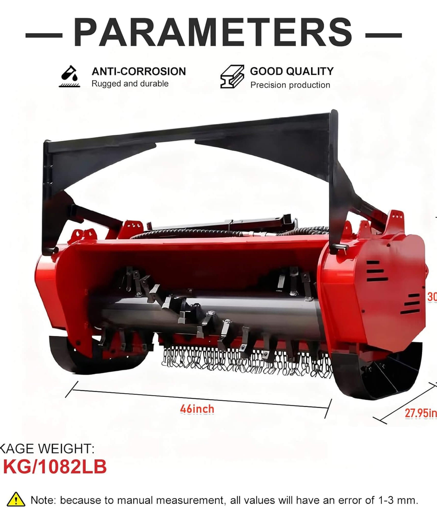 Heavy-Duty 46-Inch Drum Forestry Skid Steer Mulcher Attachment (SAK30495)