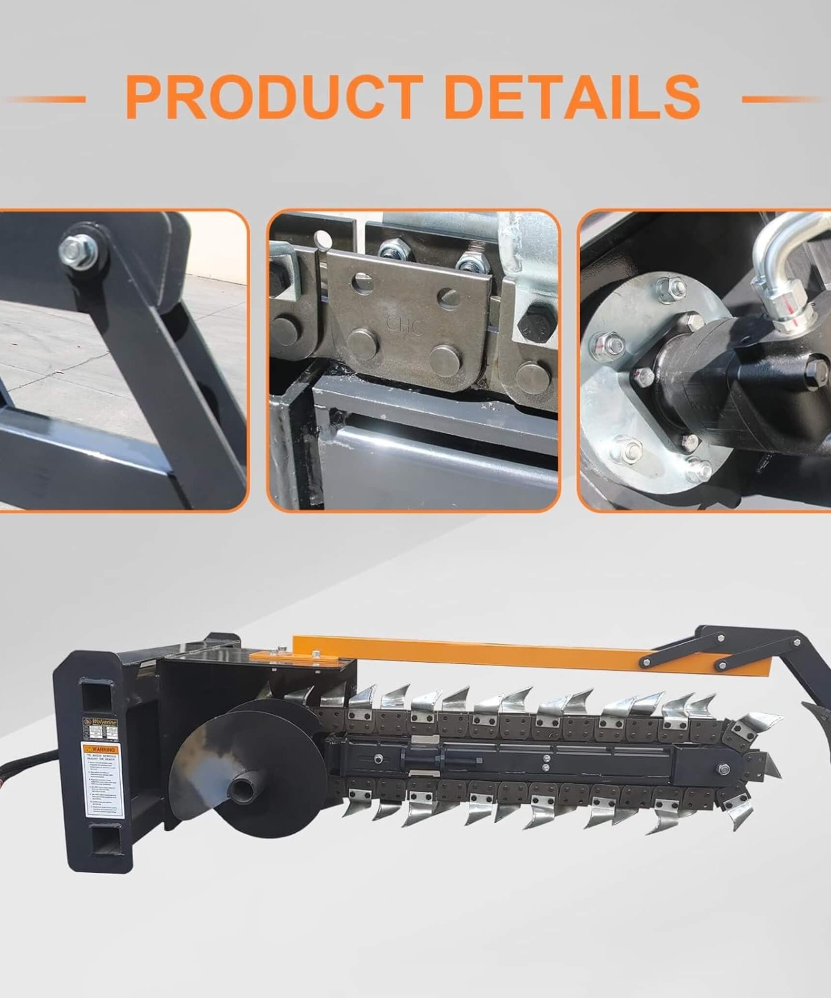 Heavy-Duty 48-Inch Skid Steer Attachment Trencher With Auger (SAK16842)