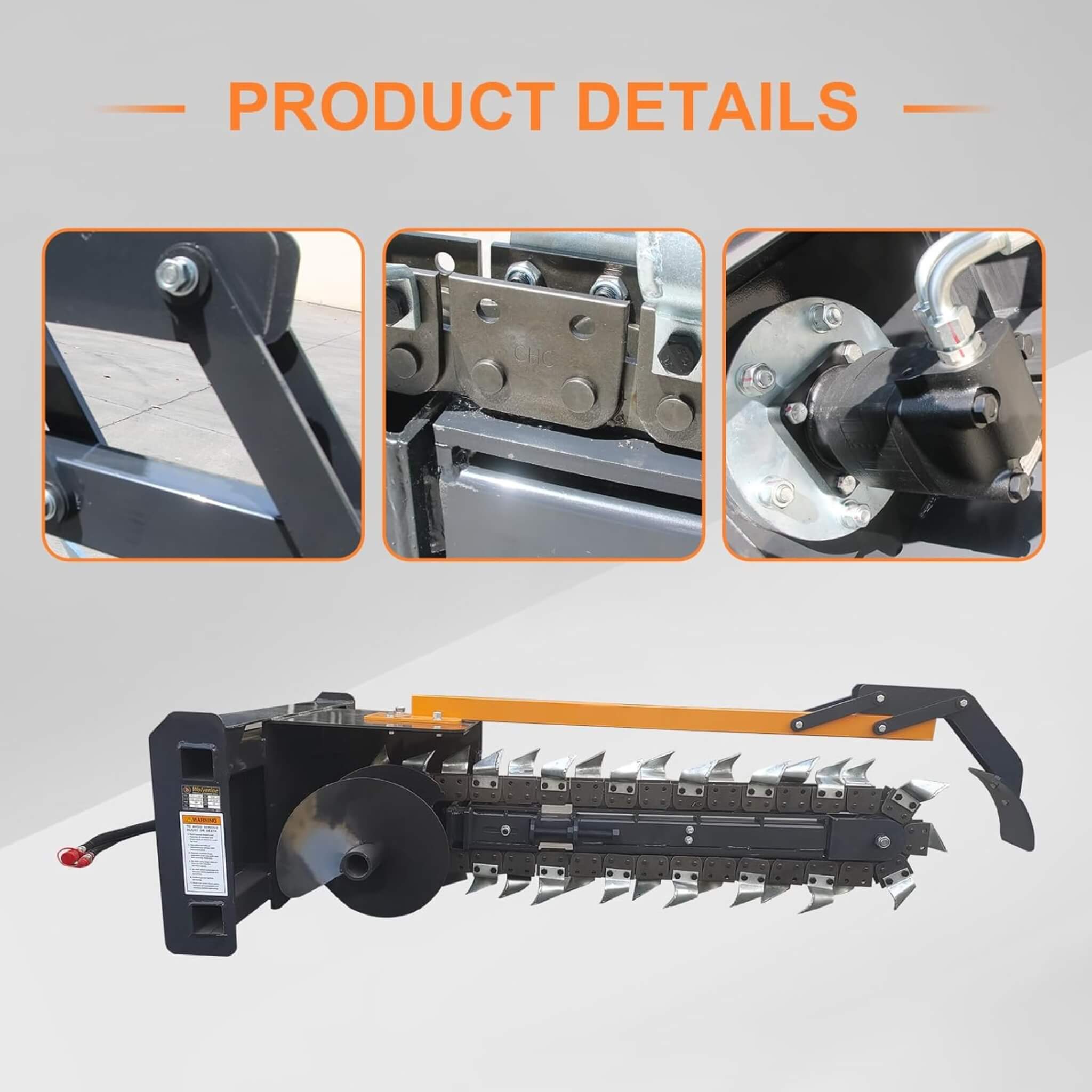 Heavy-Duty 48-Inch Skid Steer Attachment Trencher With Auger (SAK16842)