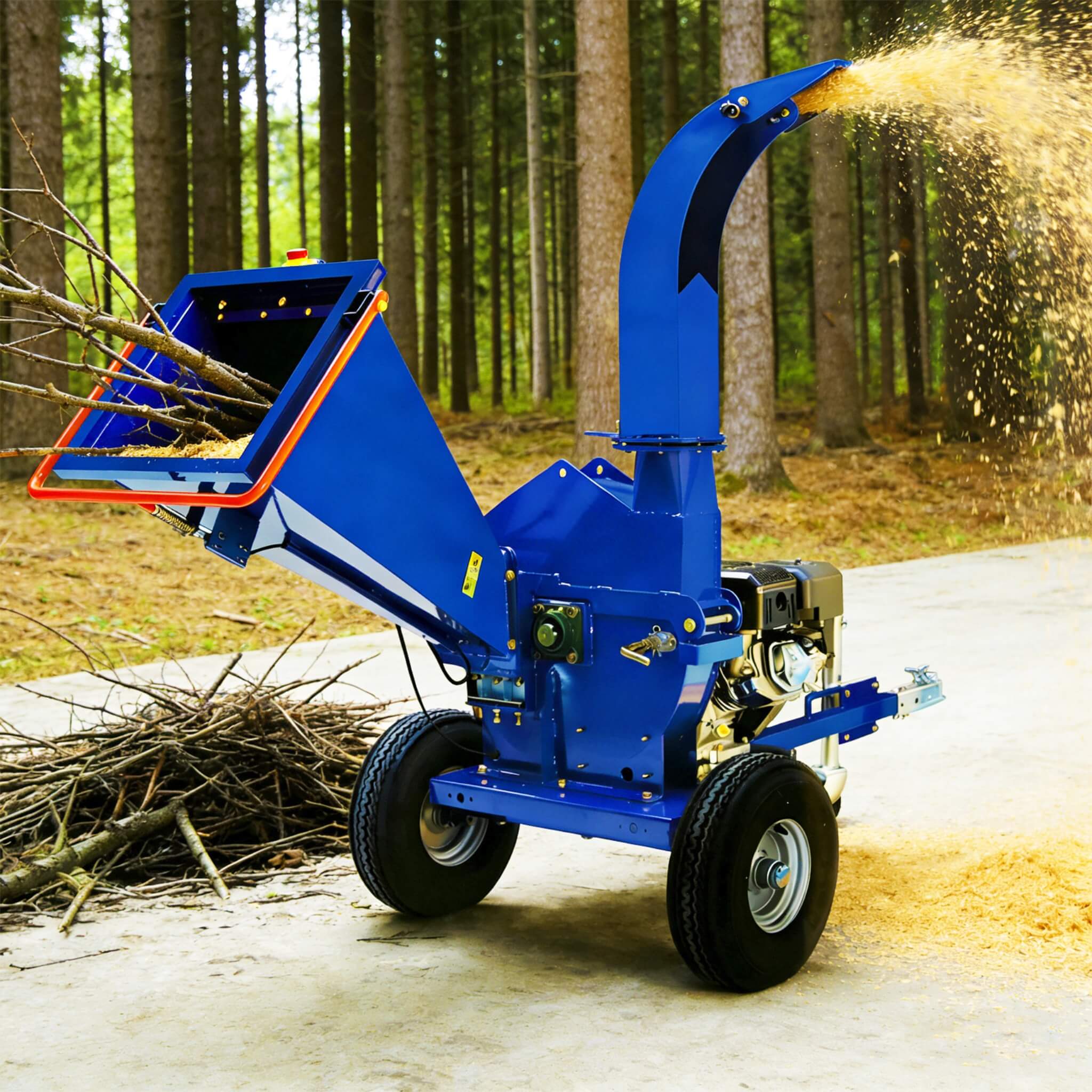 Heavy-Duty 5-Inch 15HP 420CC Gas Towable Disc Wood Chipper Shredder With Recoil Start (SAK51947)