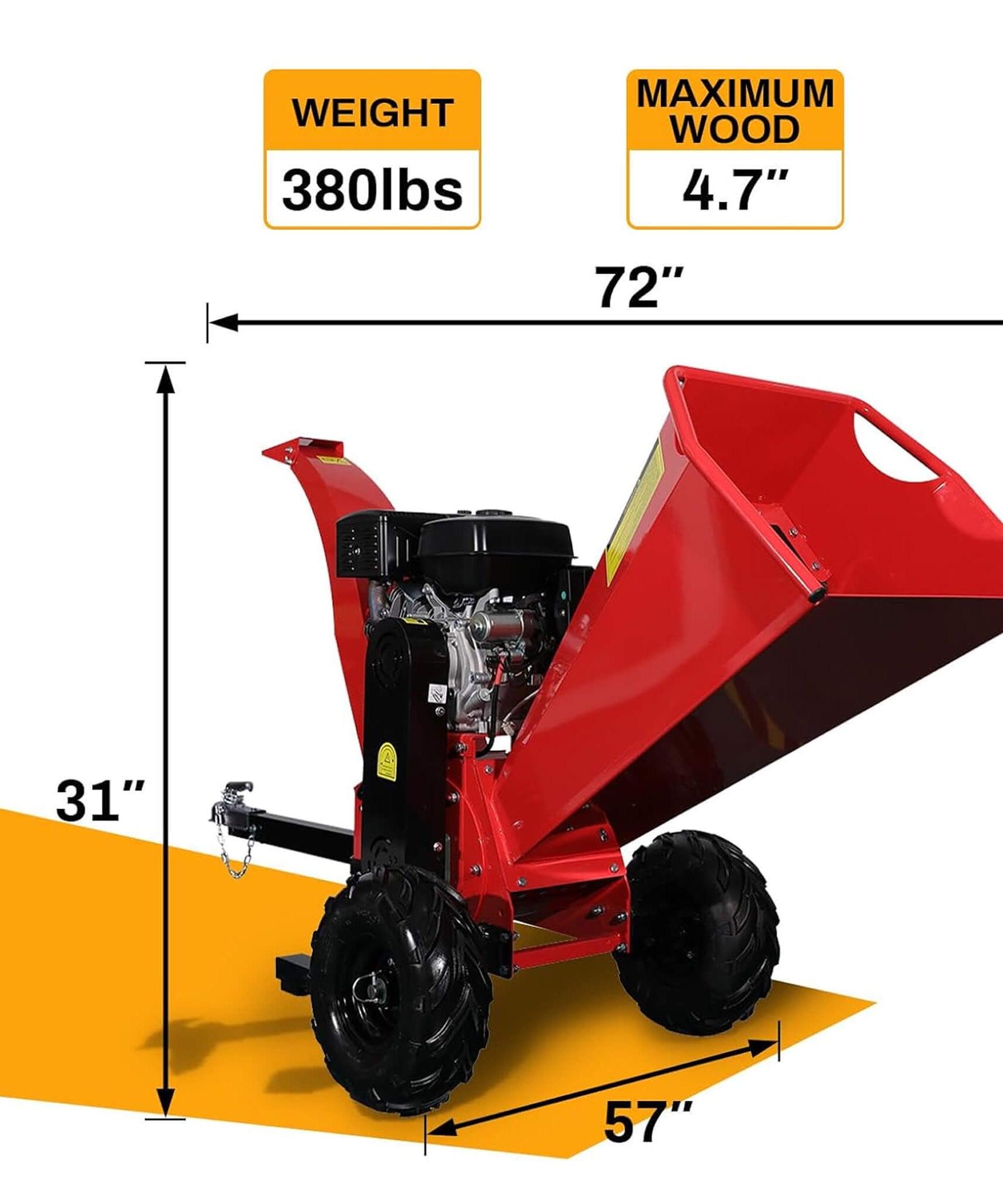 Heavy-Duty 5-Inch 420CC 15HP Towable Gas Wood Chipper Shredder Mulcher (SAK17493)
