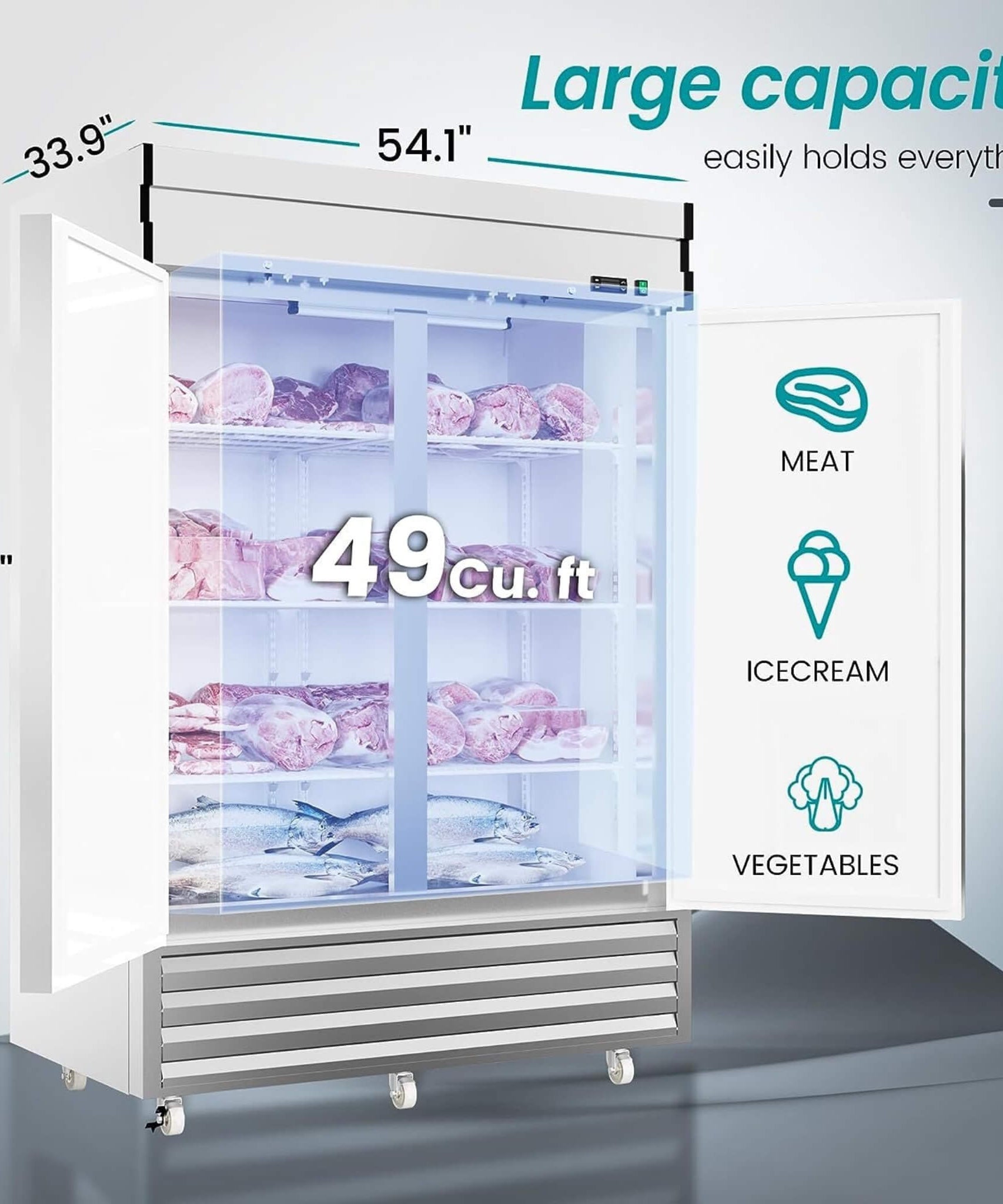 Heavy-Duty 54-Inch 2-Door Stainless Steel Commercial Freezer With OmniSmart Temperature Control (SAK91765)