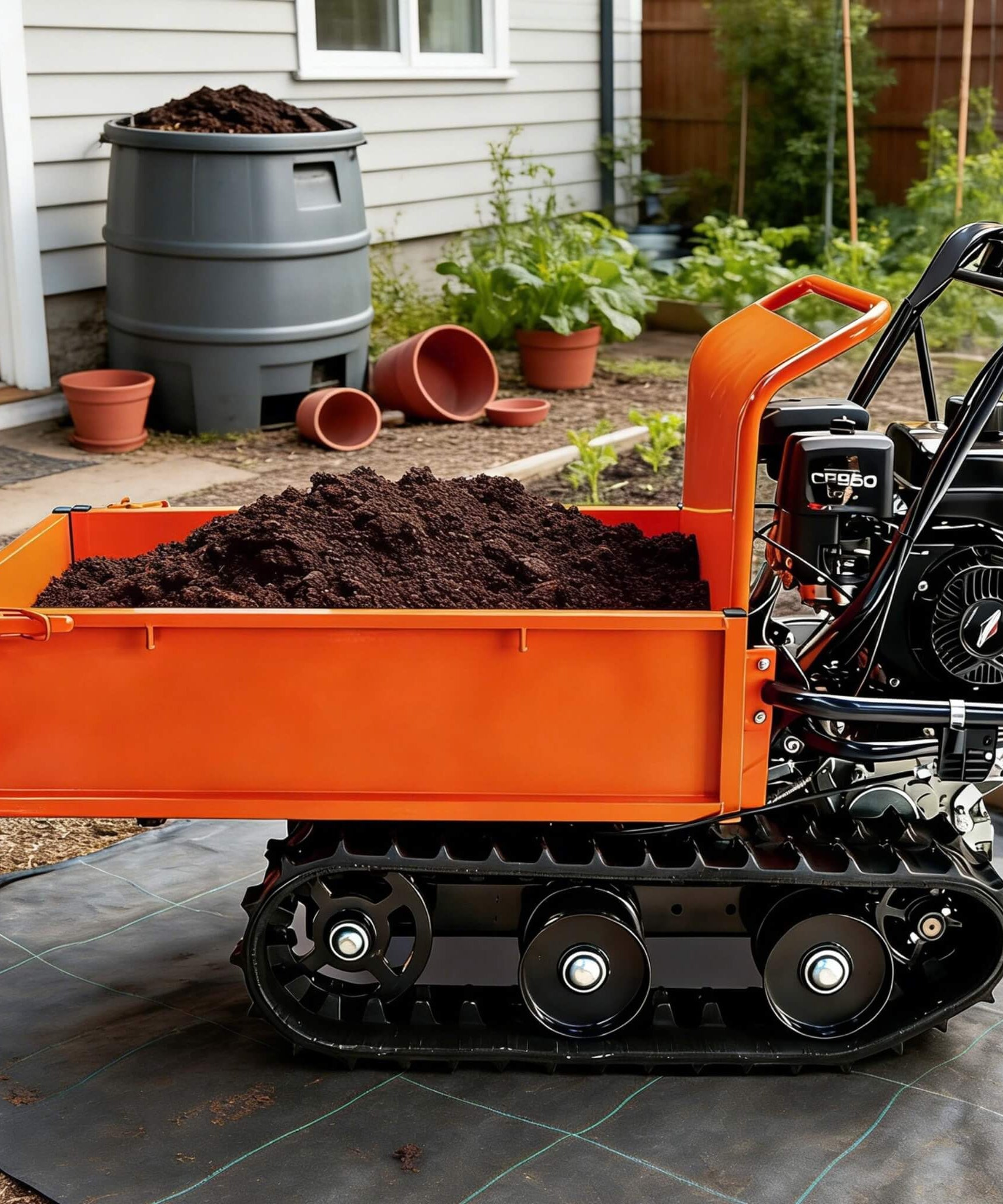 660LBS Heavy-Duty 6.5HP 208CC Gas-Powered Track Barrow (SAK49713)