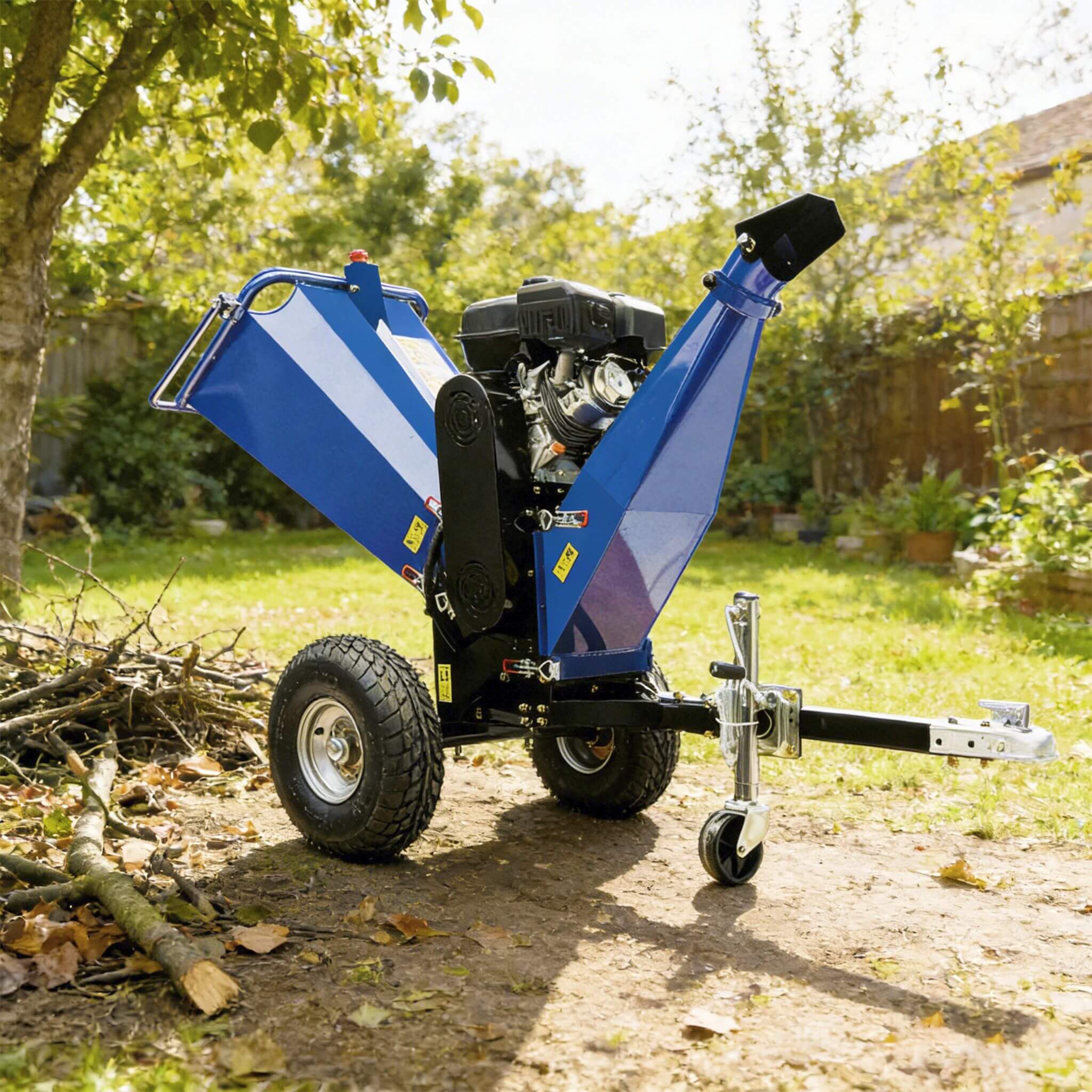Heavy-Duty 6-Inch 15HP 420CC Towable Gas Drum Wood Chipper Shredder With Electric Start (SAK50896)
