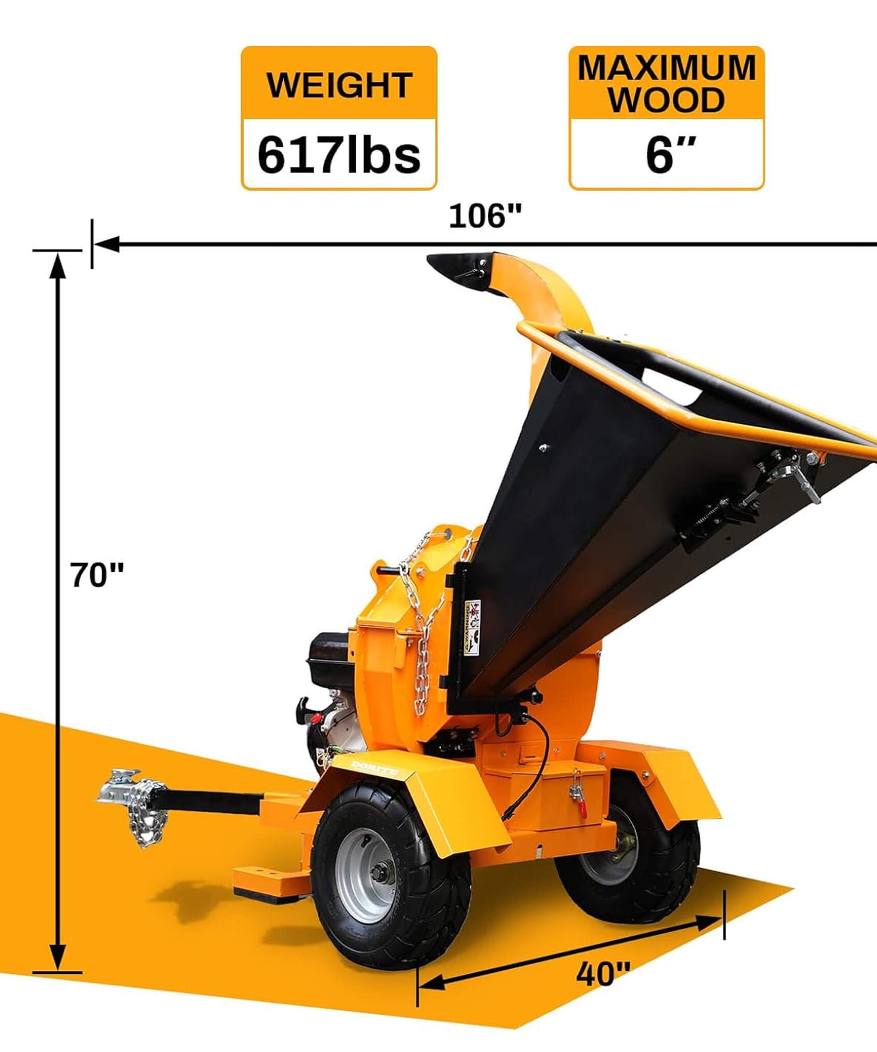 Heavy-Duty 6-Inch 420CC 15HP Towable Gas Wood Chipper Shredder (SAK84602)