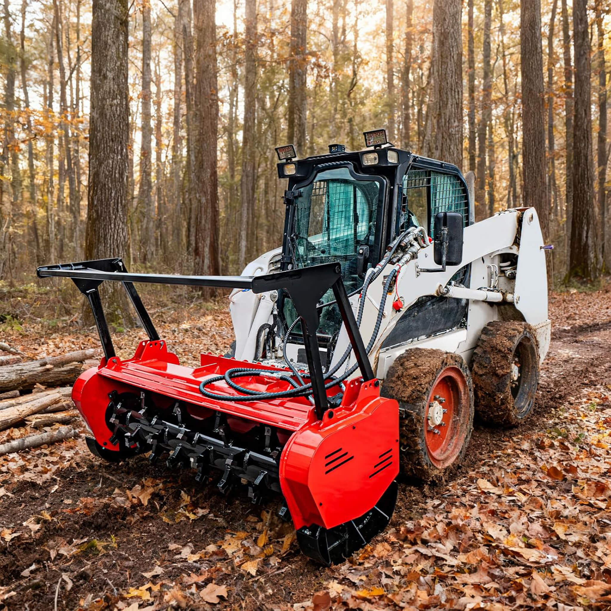 Heavy-Duty 60-Inch Hydraulic Forestry Mulcher Skid Steer Loader Attachment (SAK50792)