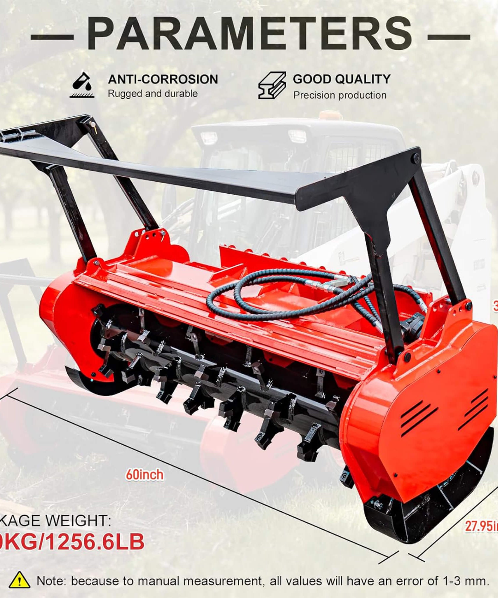 Heavy-Duty 60-Inch Hydraulic Forestry Mulcher Skid Steer Loader Attachment (SAK50792)