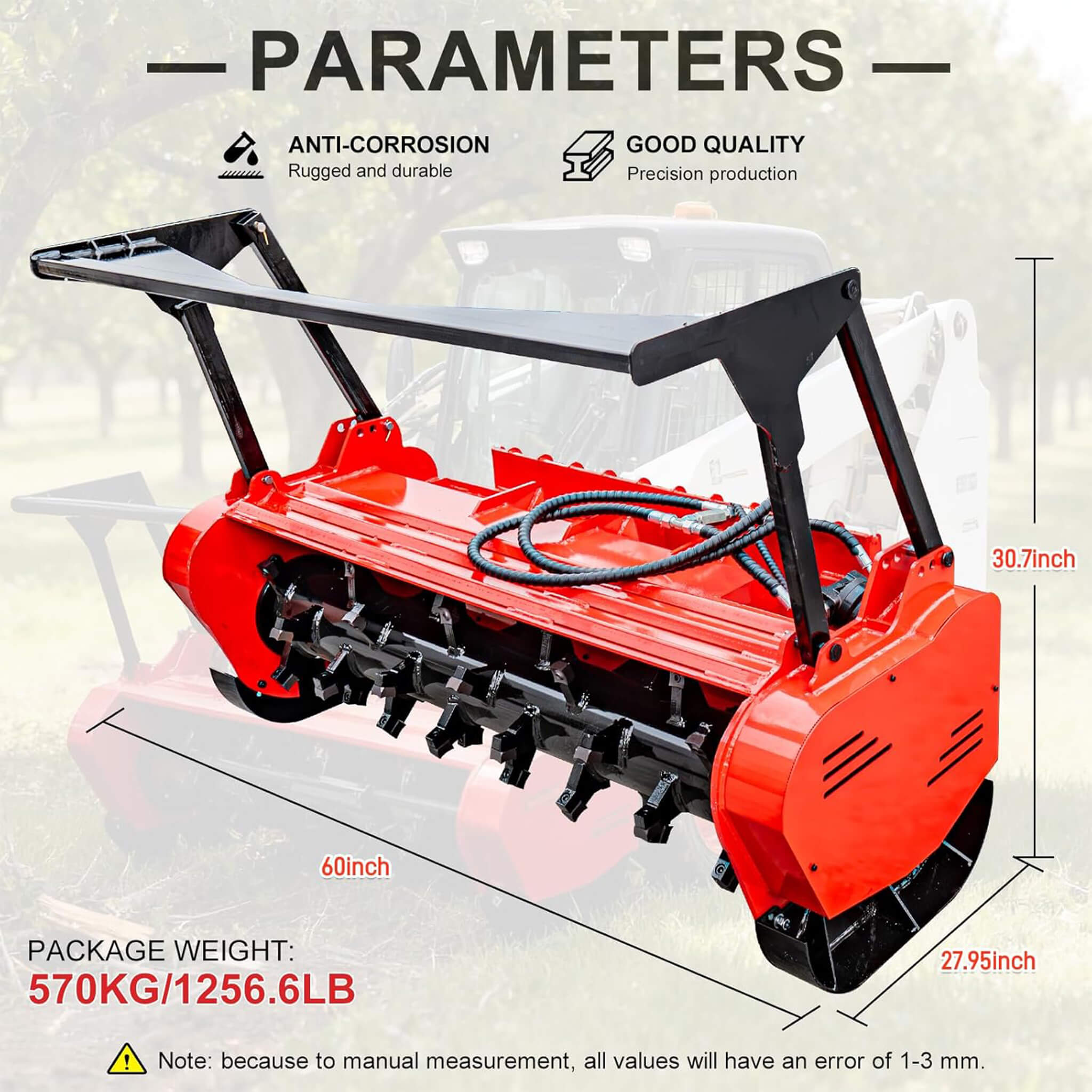 Heavy-Duty 60-Inch Hydraulic Forestry Mulcher Skid Steer Loader Attachment (SAK50792)