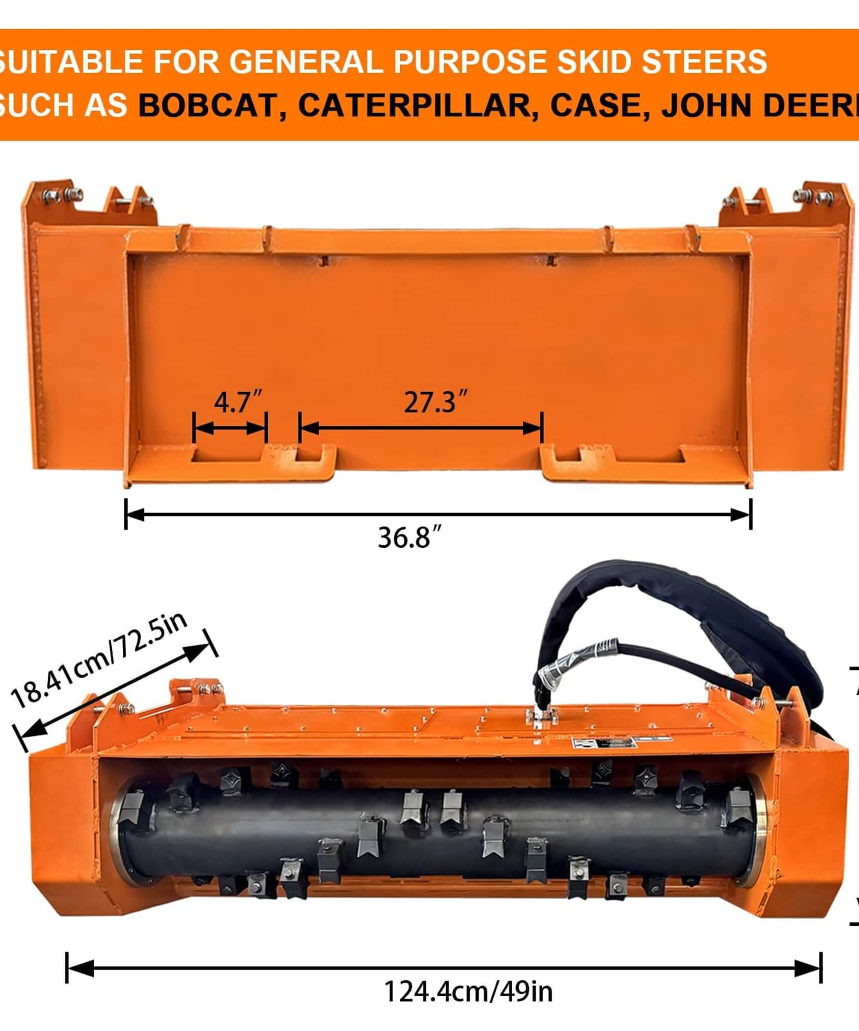 Heavy-Duty 60-Inch Hydraulic Skid Steer Loader Forestry Mulcher Attachment (SAK76249)