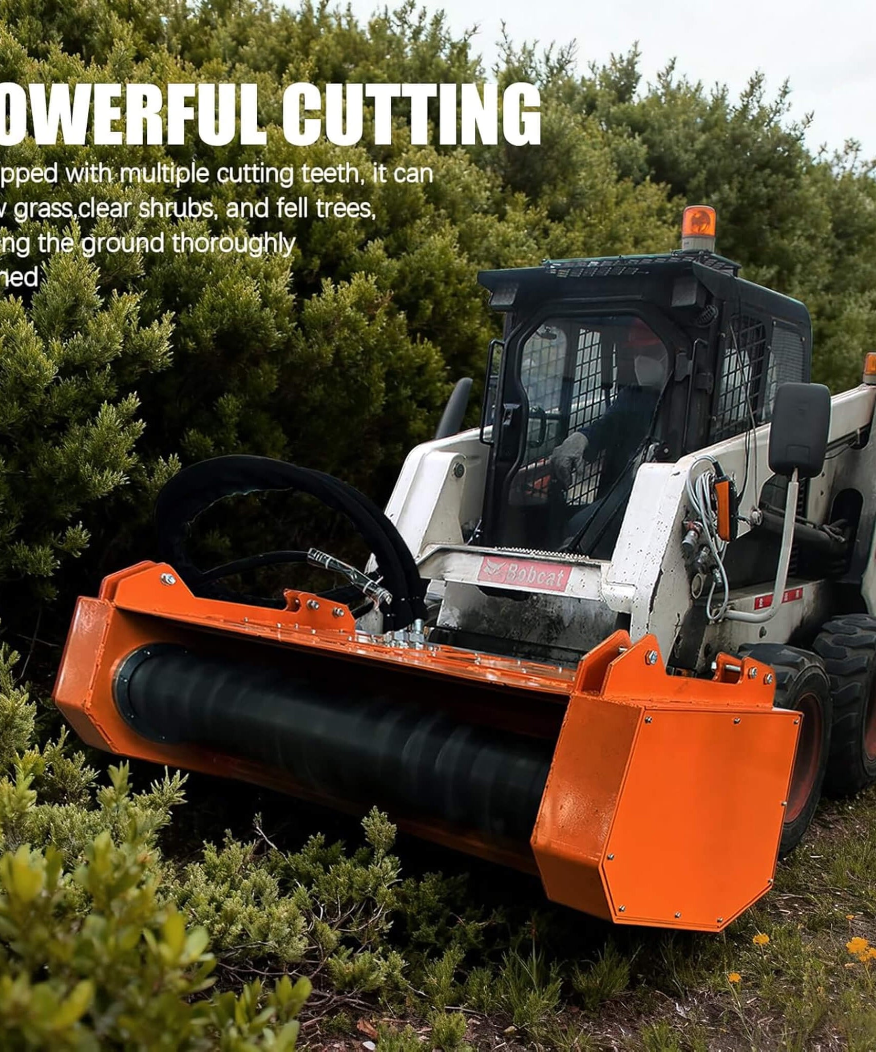 Heavy-Duty 60-Inch Hydraulic Skid Steer Loader Forestry Mulcher Attachment (SAK76249)